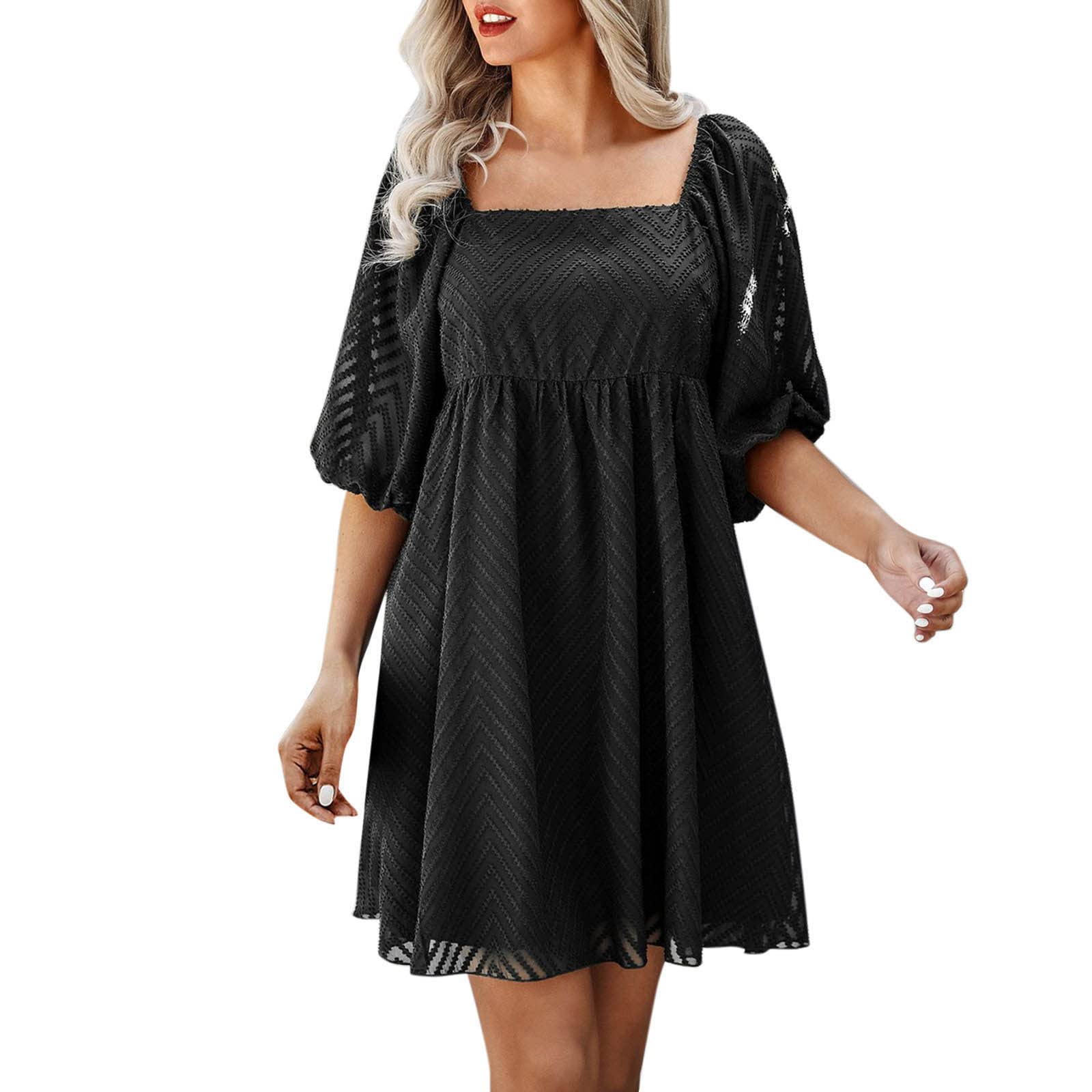 Boho Backless Summer Dress for Women - Square Neck A-Line Beach Mini Dress with Short Sleeves | Perfect for Beach Parties, Vacations & Casual Outings
