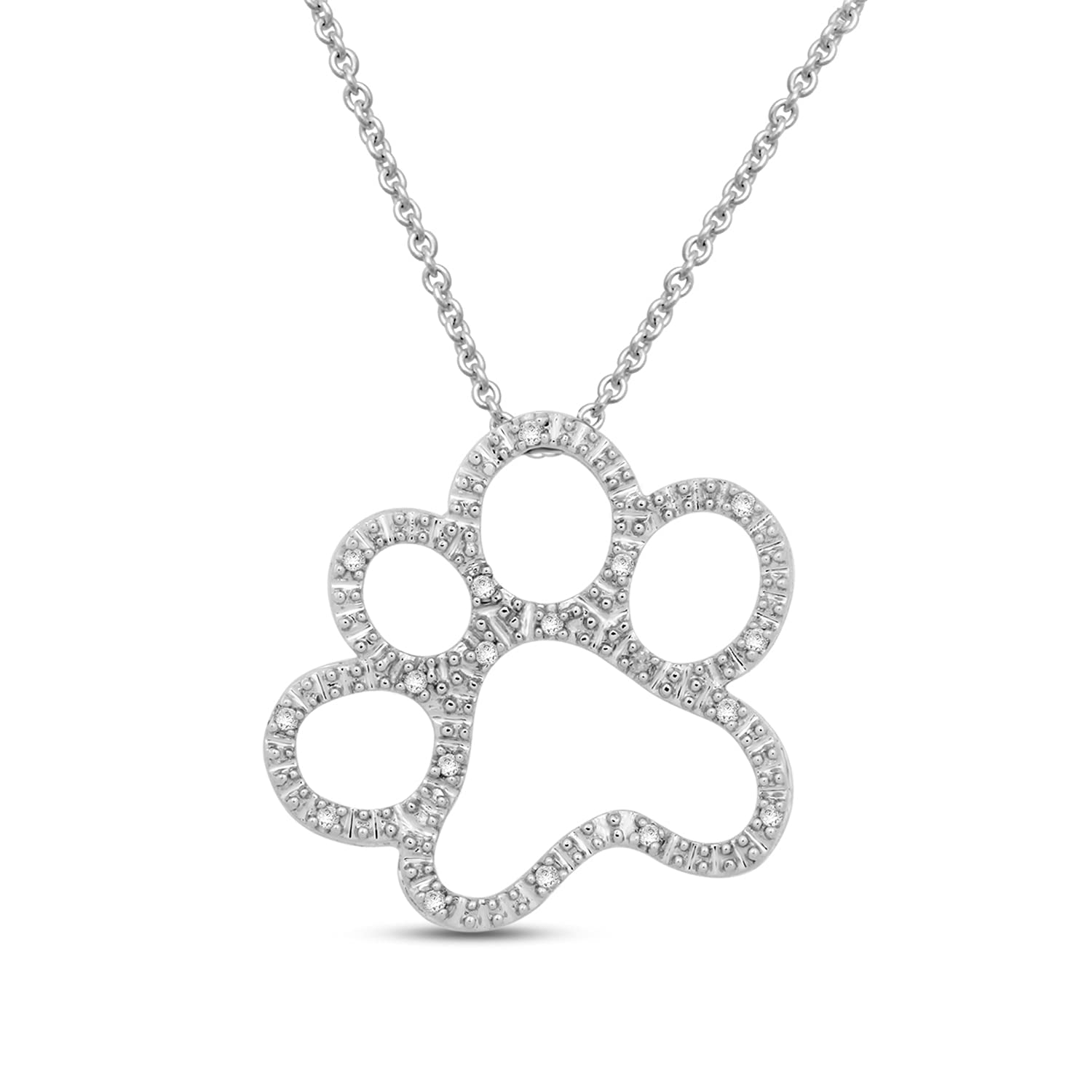 Jewelili Sterling Silver Dog Paw Stud Earrings & Pendant Set - Perfect for Pet Lovers, Animal Jewelry Gift for Women - Great for Daily Wear, Special Occasions & Dog-Themed Parties