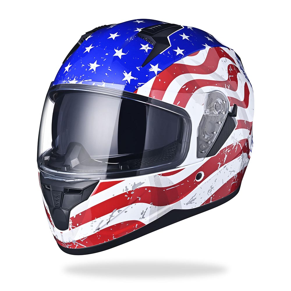 TheLAShop RUN F Full Face Motorcycle Helmet - DOT Certified, Dual Visor, Lightweight & Comfortable for Street Biking, Racing, and Urban Commuting