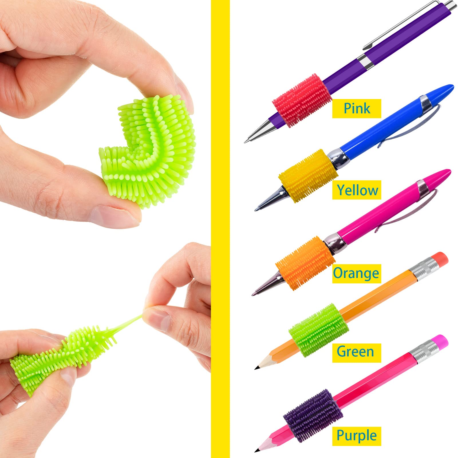 Colorful Squeeze Pencil Holder for Kids - 150 Pack, Handwriting Aid & Grip Trainer for School & Art