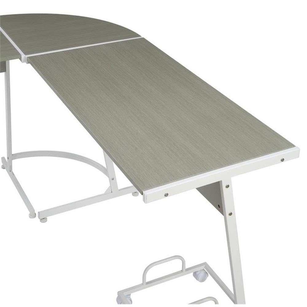 Acme Carver Wooden Computer Desk with Storage Holder - Modern Gray & White Home Office Desk for Work & Study | Perfect for Small Spaces & Remote Work
