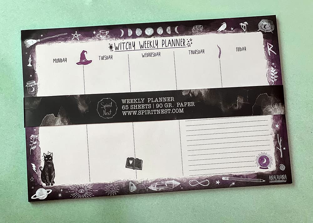 Witchy Weekly Planner Notepad - Undated Big Agenda for Office & Desk Decor - Yule & Christmas Gifts for Women 2025 | Perfect for Wiccan Altars, Gothic Home Decor & Witchcraft Journals