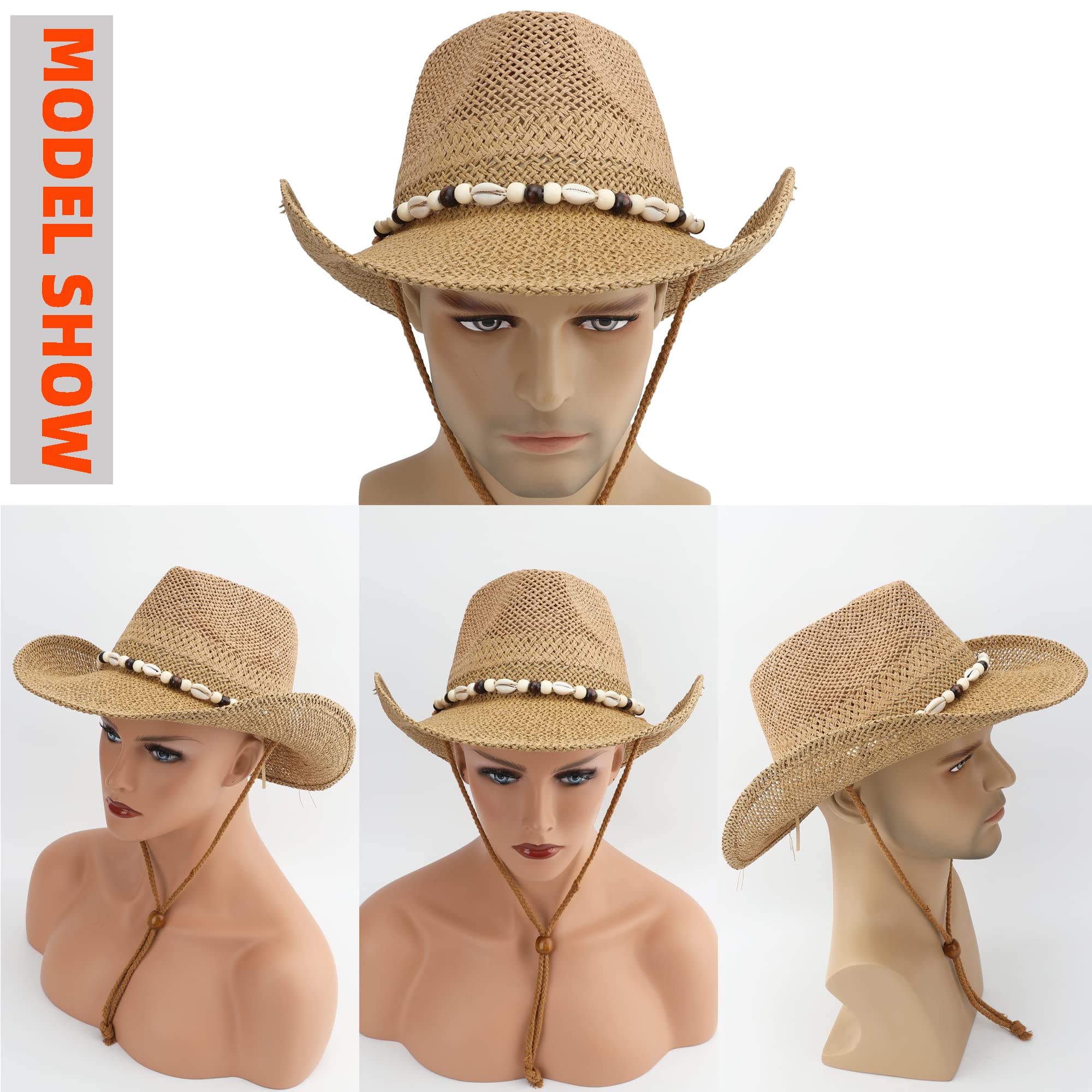 Cowboy Hat for Women & Men - Western Cowgirl Sun Straw Hat with Color Options - Perfect for Rodeo, Country Music Festivals & Outdoor Adventures