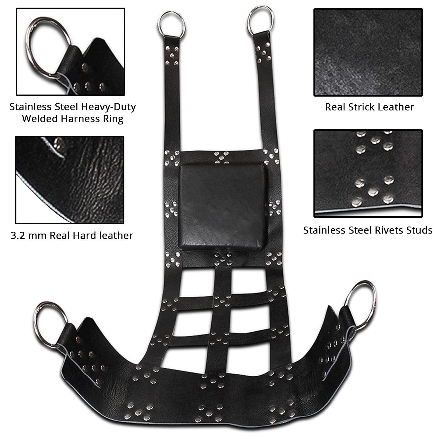 Premium Heavy Duty Leather Bondage Hammock with Adjustable Stirrups & Support Rope - Adult Sex Swing for Couples, BDSM, Spice Up Bedroom (Swing-01) | Perfect for Master/Slave Play, Tantric Yoga & Sensory Deprivation Experiences