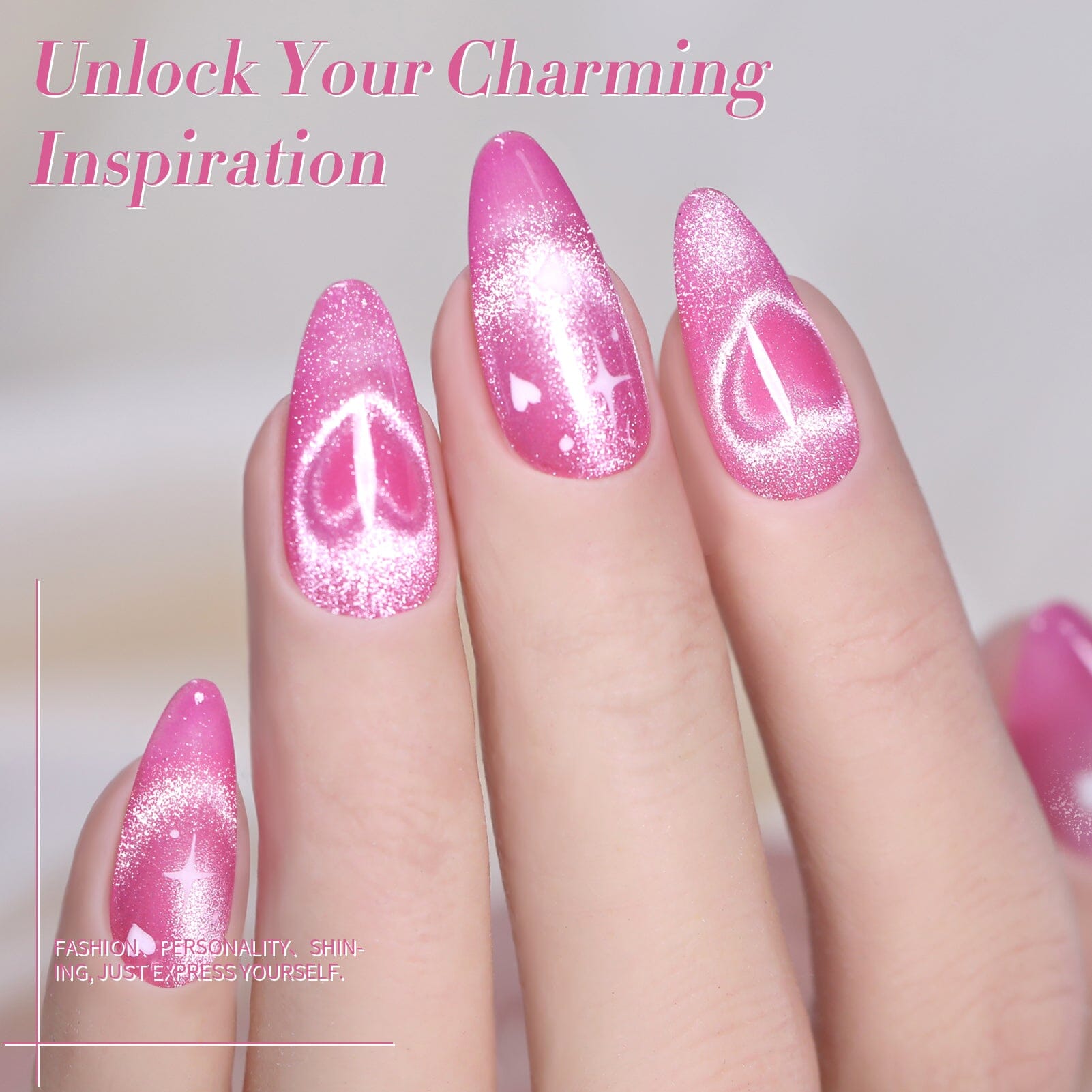 Pink Crystal Cat Magnetic Gel Polish - 15ml MY274 Love Letter Nail Art for Valentine's Day & Special Occasions