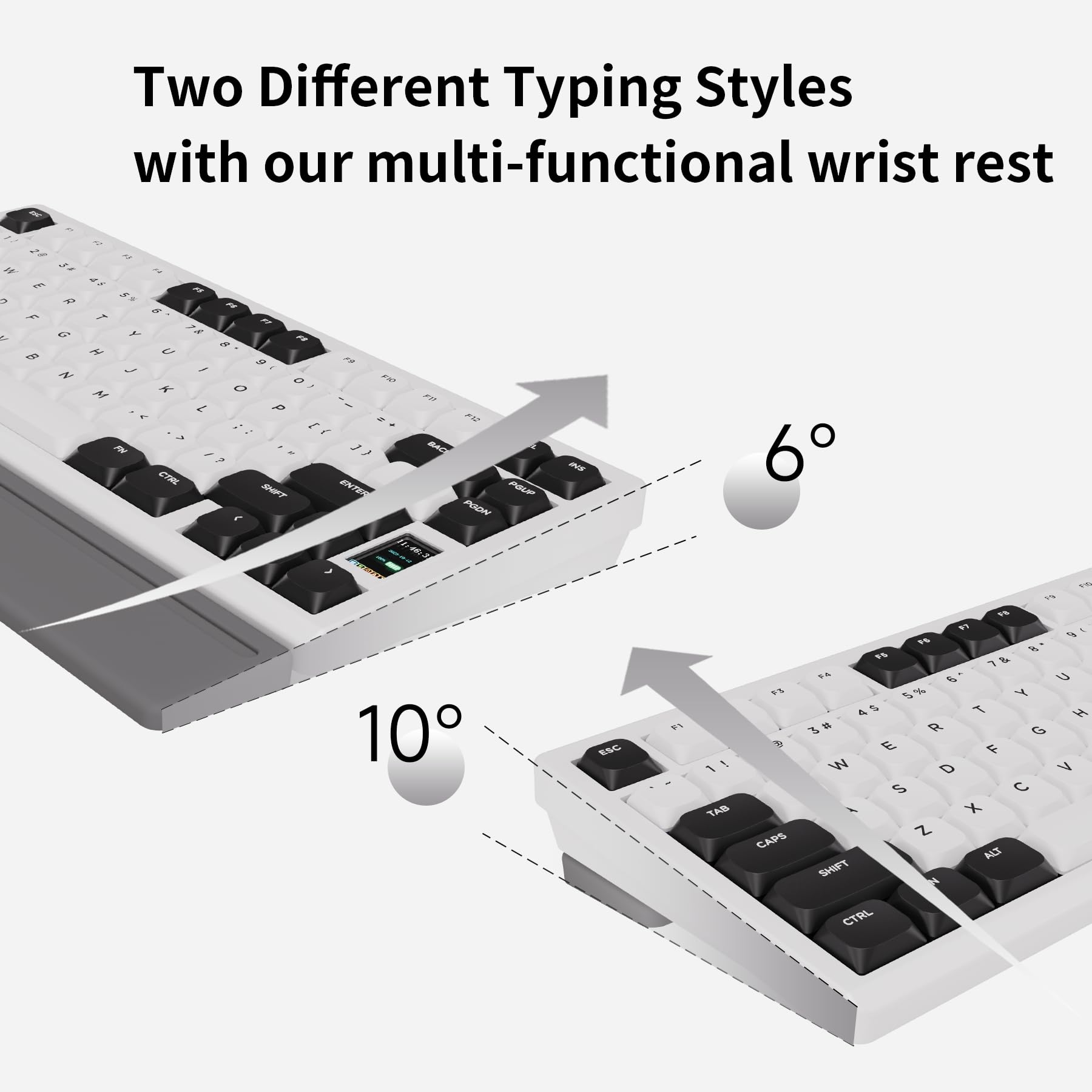 Chilkey ND75 Low Profile Aluminum Mechanical Keyboard - 75% Wireless Gaming Keyboard with Screen, Tri-Mode Connectivity, Quick Disassembly, RGB Backlit - for PC, Laptop, Office & Gaming (White) | Perfect for Typing, Programming & Esports