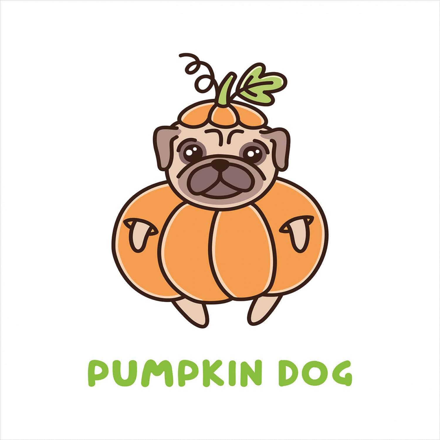Ambesonne Halloween Duvet Cover Set - King Size 2-Pack with Pumpkin Dog Typography & Cartoon Pug Costume Print | Includes 2 Duvet Covers & 4 Pillowcases in Apricot Green & White | Perfect for Spooky Bedroom Decor, Themed Parties & Cozy Fall Nights