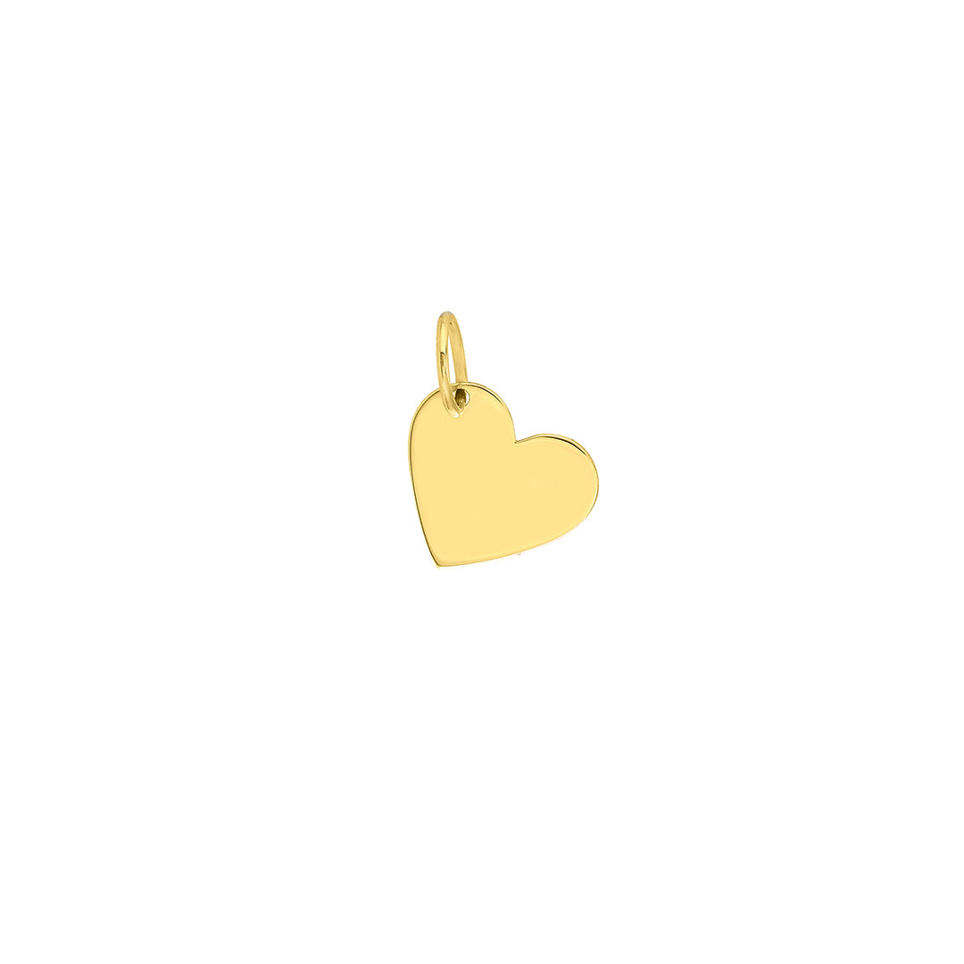 14K Yellow Gold Small Slanted Heart Charm Pendant - Dainty Gold Heart Necklace for Women, Perfect for Valentine's Day Gifts, Anniversary Jewelry & Everyday Elegance