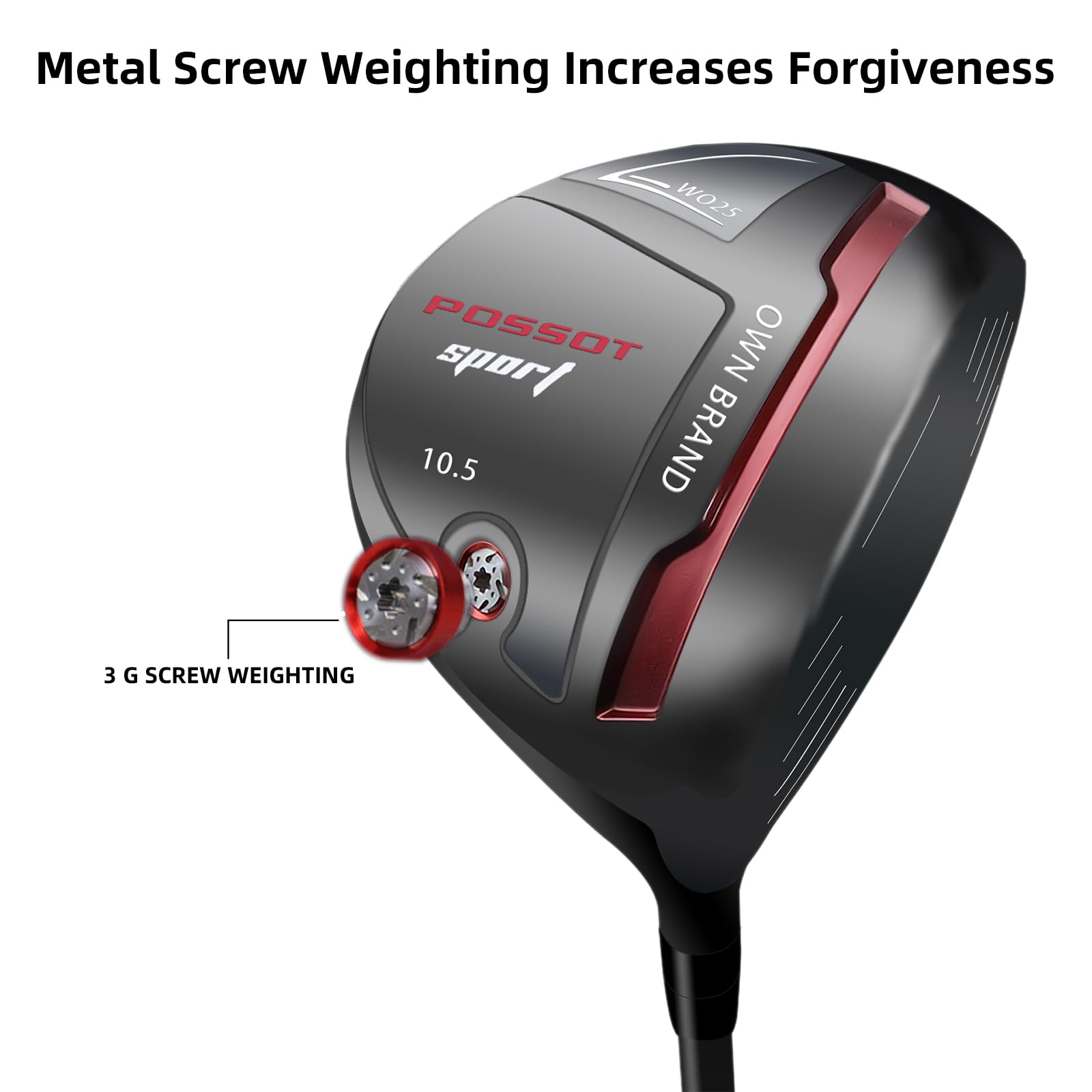 Premium Titanium Golf Driver for Right Handed Players - 10.5° Loft, 45
