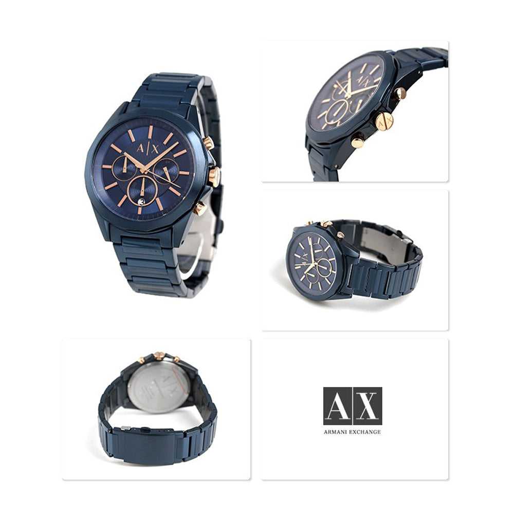 ARMANI EXCHANGE AX2607 Men's Chronograph Watch - Blue Stainless Steel Waterproof Wristwatch for Business, Casual & Formal Occasions