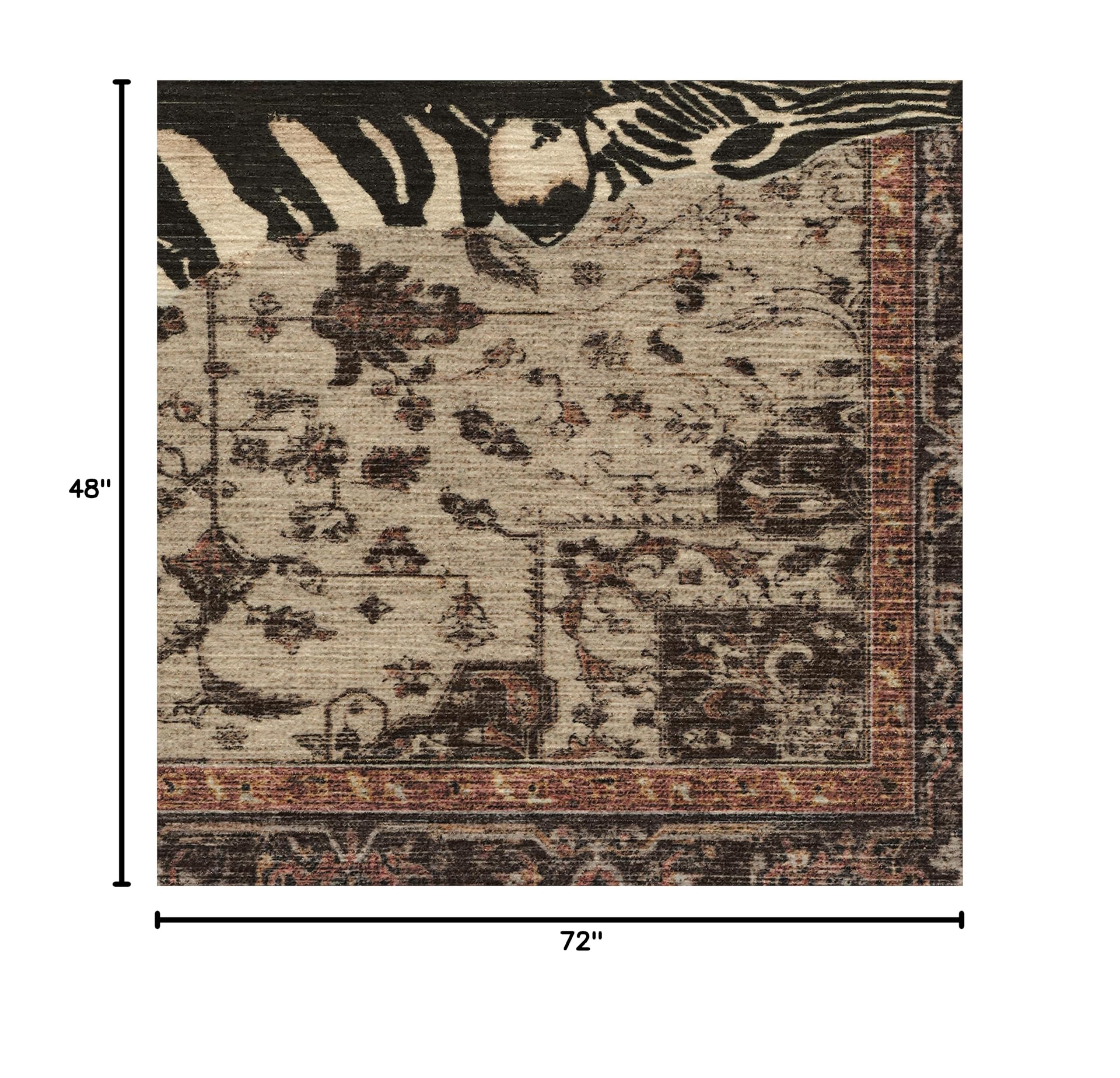 Washable 4x6 Area Rug - Safari Hazel Modern Non-Slip Rug for Living Room, Bedroom, Kitchen, Office & Classroom | Ruggable Premium Collection with Gripper Pad | Perfect for High-Traffic Areas & Pet-Friendly Homes