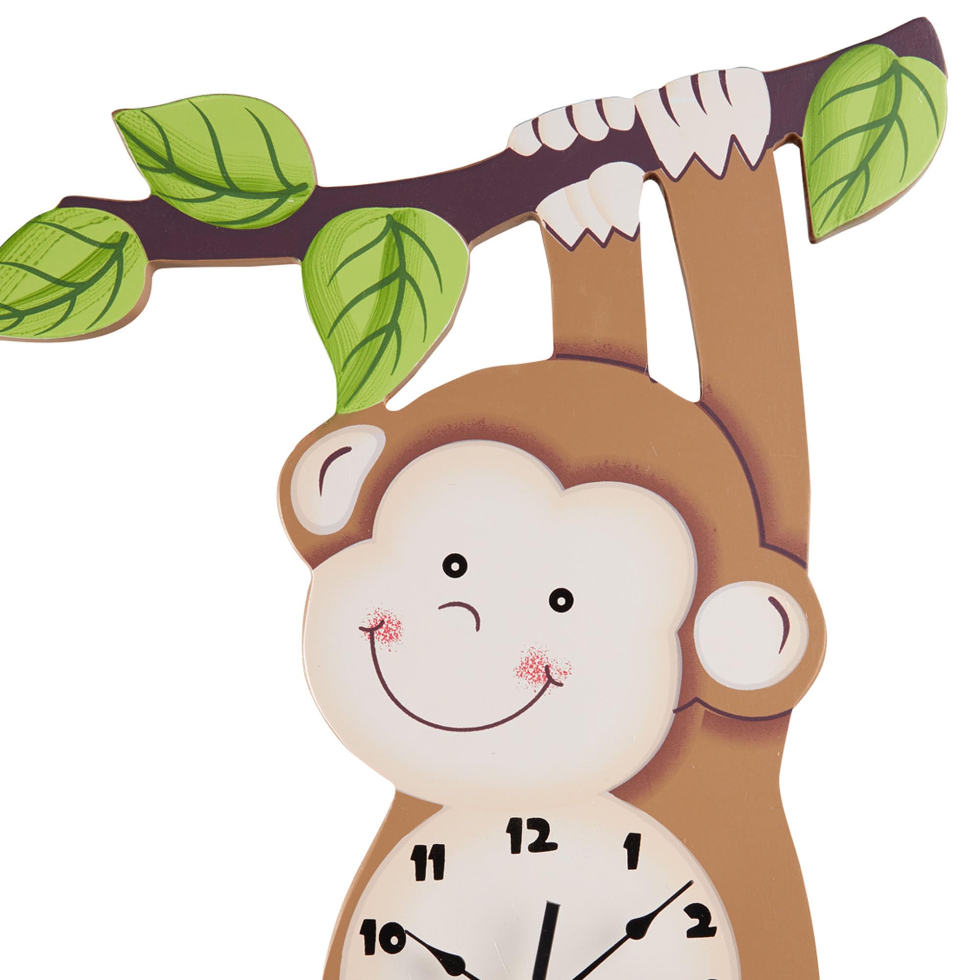Fantasy Fields Sunny Safari Nursery Clock - Silent Non-Ticking Kids Wall Clock for Classroom, Bedroom & Playroom Decor - Monkey Themed Brown Wall Clock for Baby Nursery & Children's Room