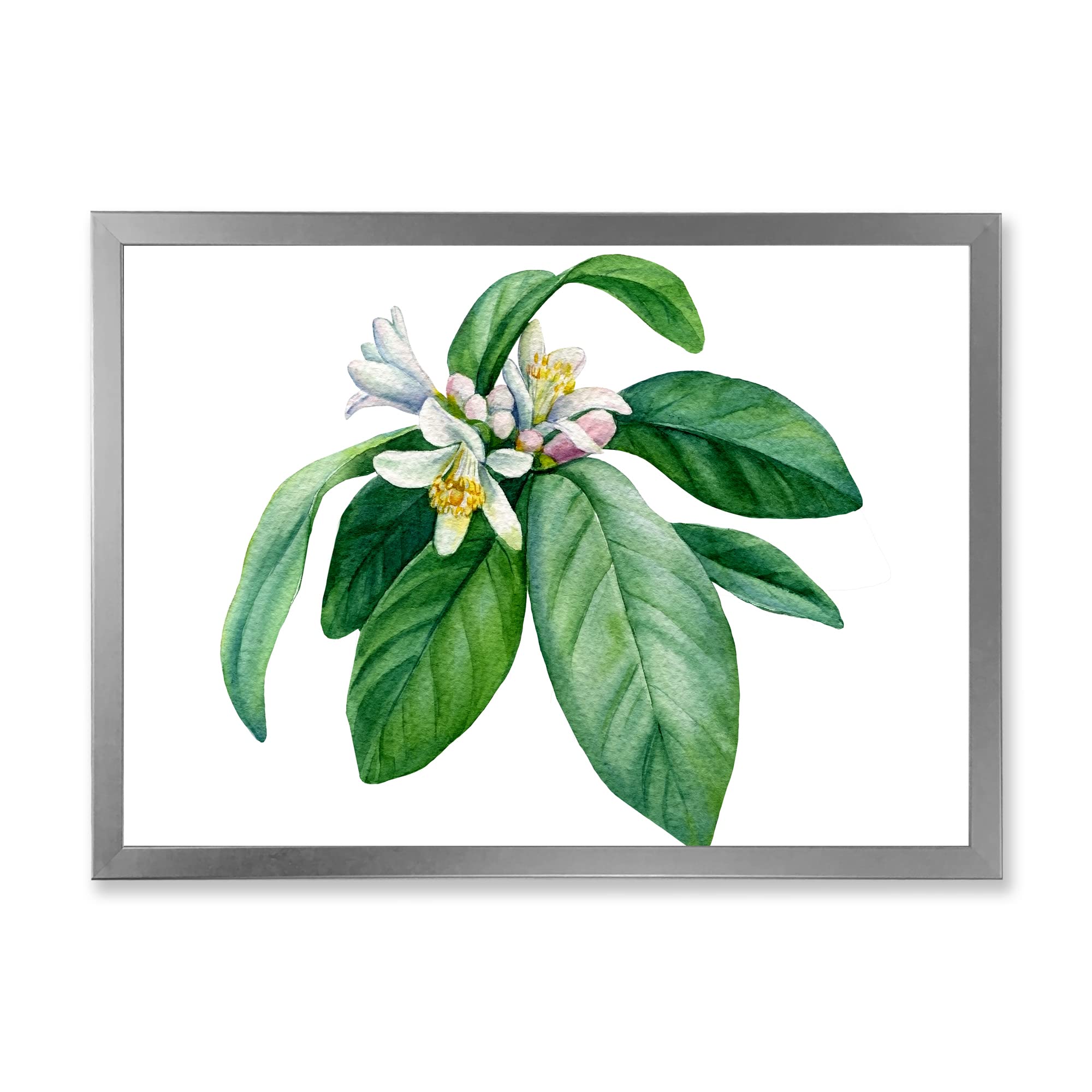 DesignQ Flowering Mandarin Branch Traditional Framed Wall Art - Hand-Painted Chinese Orange Blossom Canvas Painting for Home Decor, Living Room, Bedroom & Office Wall Decoration