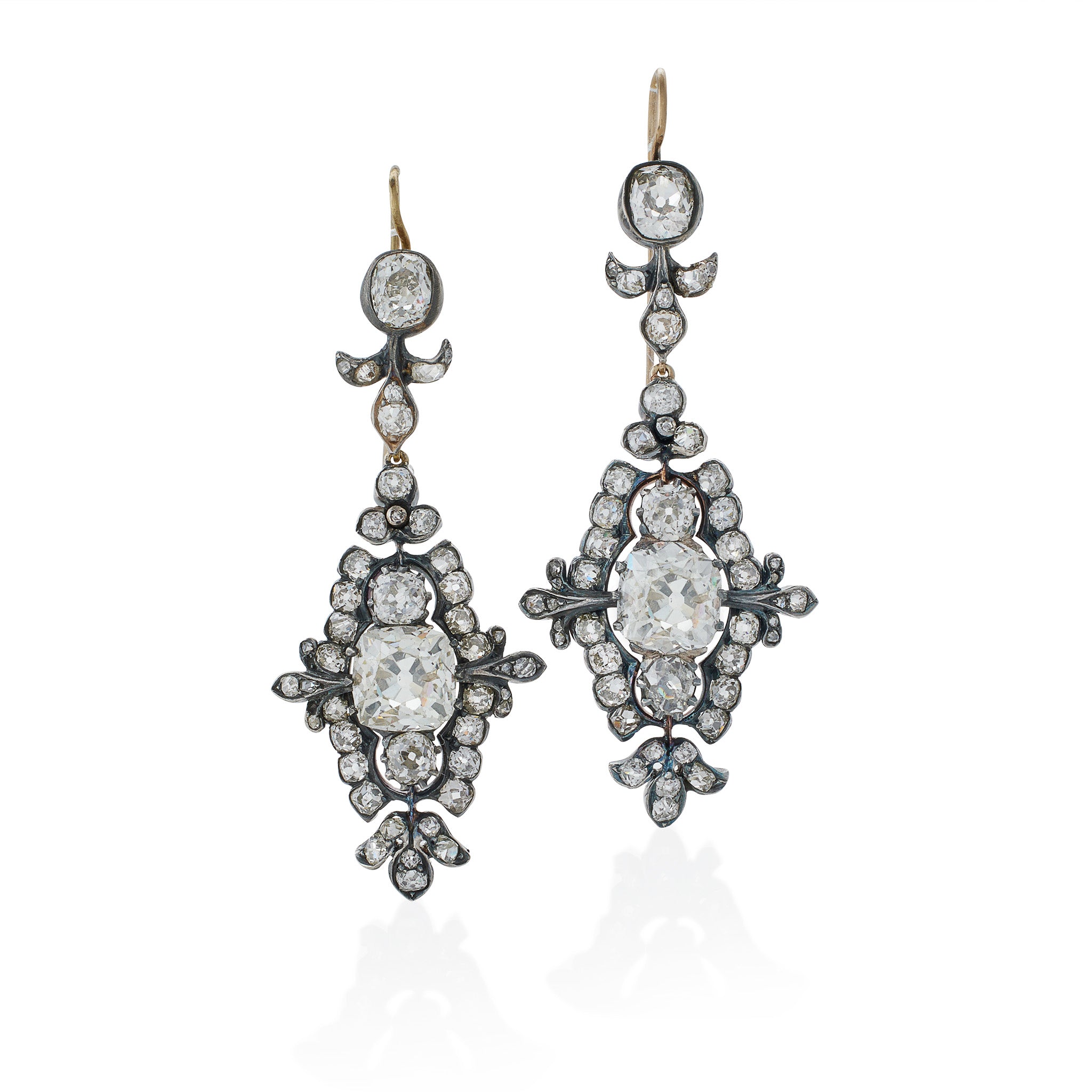 Vintage Old Mine Cut Diamond Pendant Earrings - 14K Gold Dangle Drop Earrings for Women, Antique Style Bridal Jewelry Gift - Perfect for Weddings, Anniversaries & Special Occasions