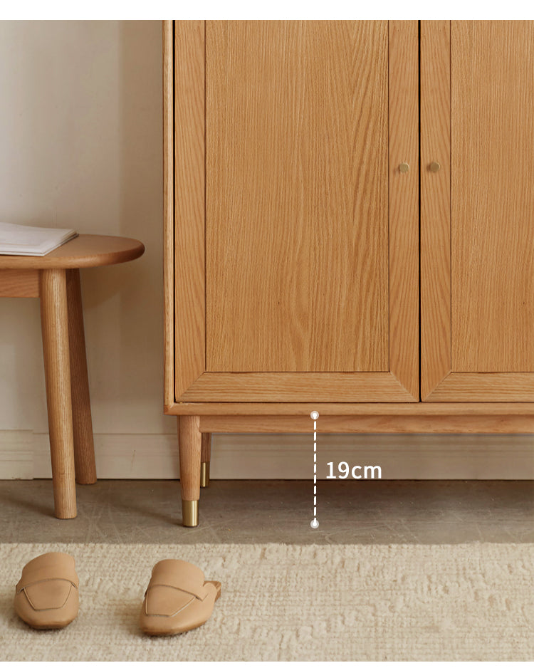 Modern Oak Solid Wood Shoe Storage Cabinet - Nordic Style Entryway Organizer for Shoes, Boots & Accessories | Perfect for Hallway, Living Room & Bedroom Closet
