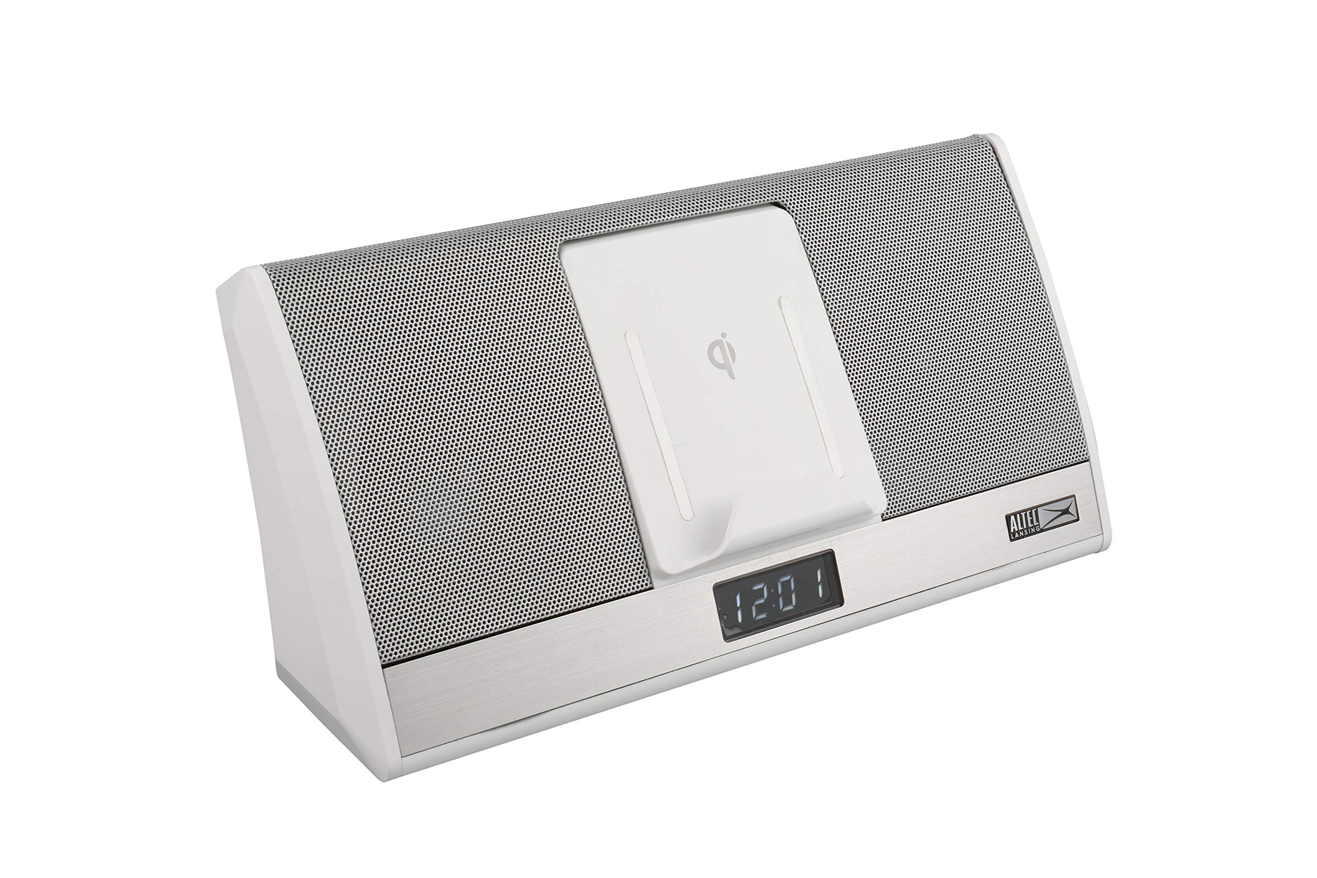 Altec Lansing Octave Wireless Bluetooth Speaker with Qi Wireless Charging Dock | Portable Bluetooth 5.0 Speaker with 8-Hour Battery, Alarm Clock & Smartphone Charging Station | Perfect for Bedroom, Office & Travel