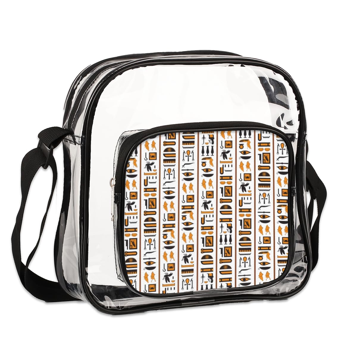 Egyptian Culture Clear Crossbody Purse - Mularoka Art Design Stadium Approved Transparent Bag for Women & Men | Perfect for Festivals, Sports Events, Concerts & Travel Security Checks