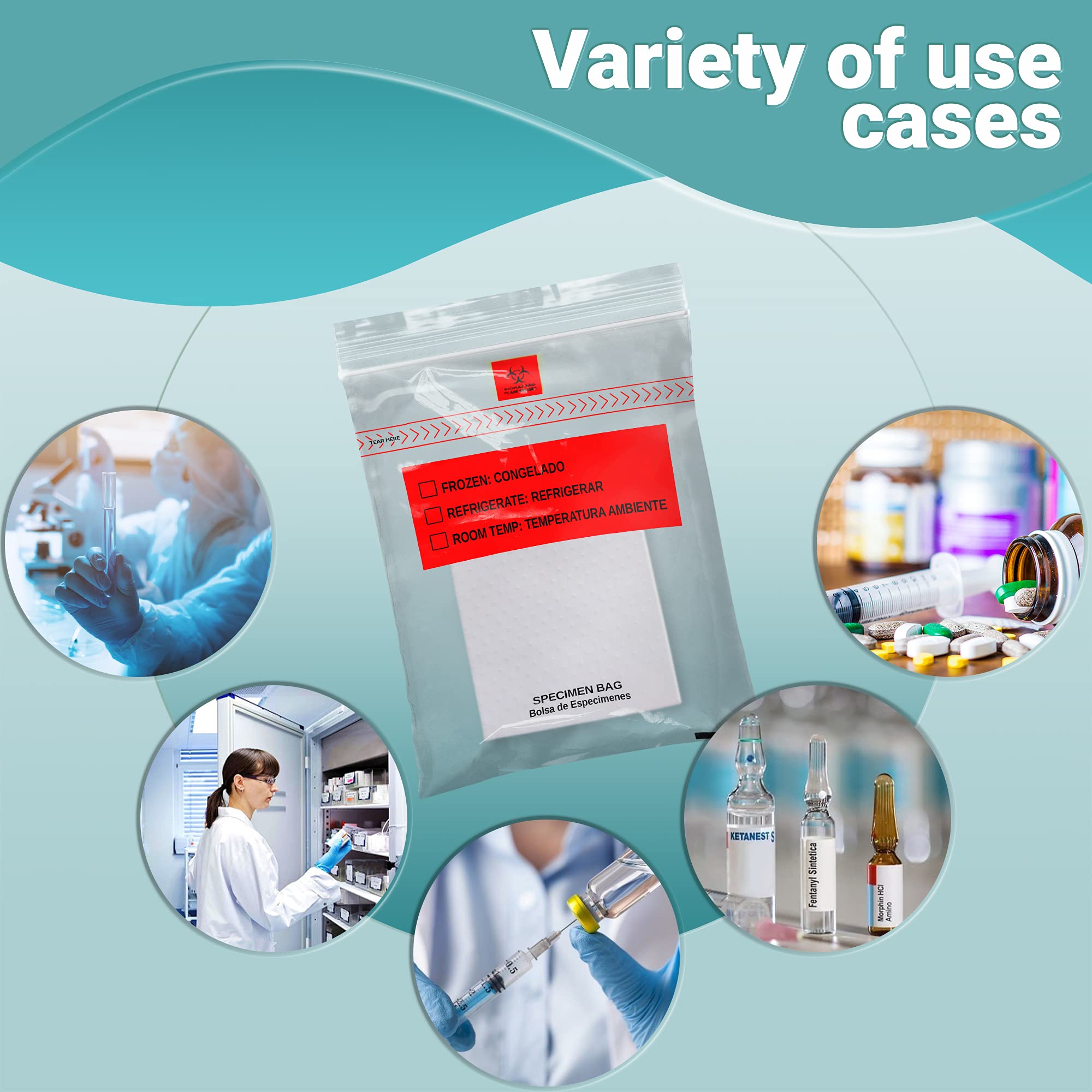 APQ 1000 Pack 8x10 Clear Plastic Specimen Transfer Bags - 1.75 Mil Low Density Polyethylene with Removable Biohazard Symbol | Medical Grade for Hospitals, Clinics & Laboratories | Ideal for Specimen Collection, Storage & Transport