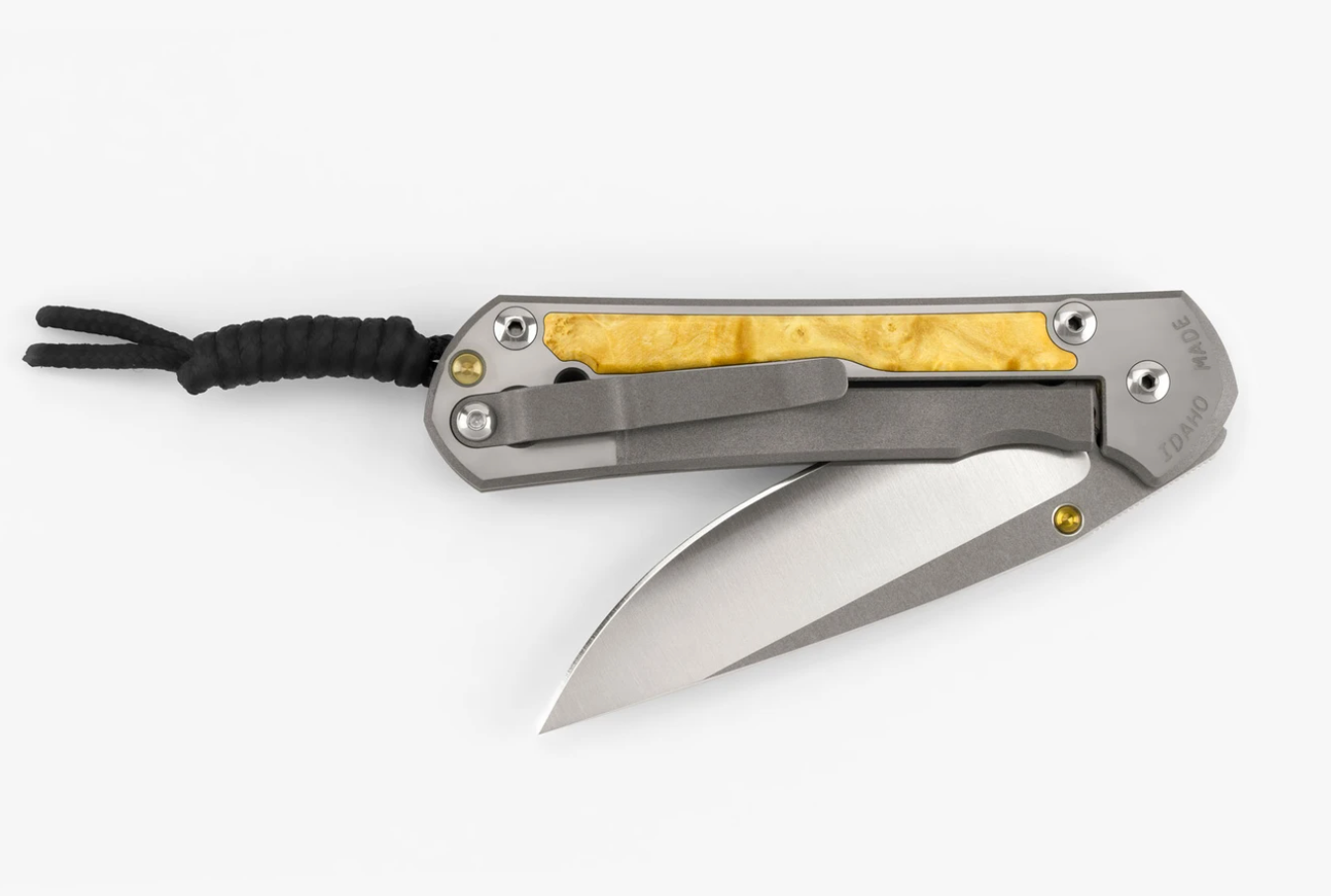 Chris Reeve Knives Large Sebenza 31 Drop Point Folding Knife with Box Elder Wood Inlay & Polished Titanium Handles - EDC, Outdoor, Camping, Hunting, Survival Gear