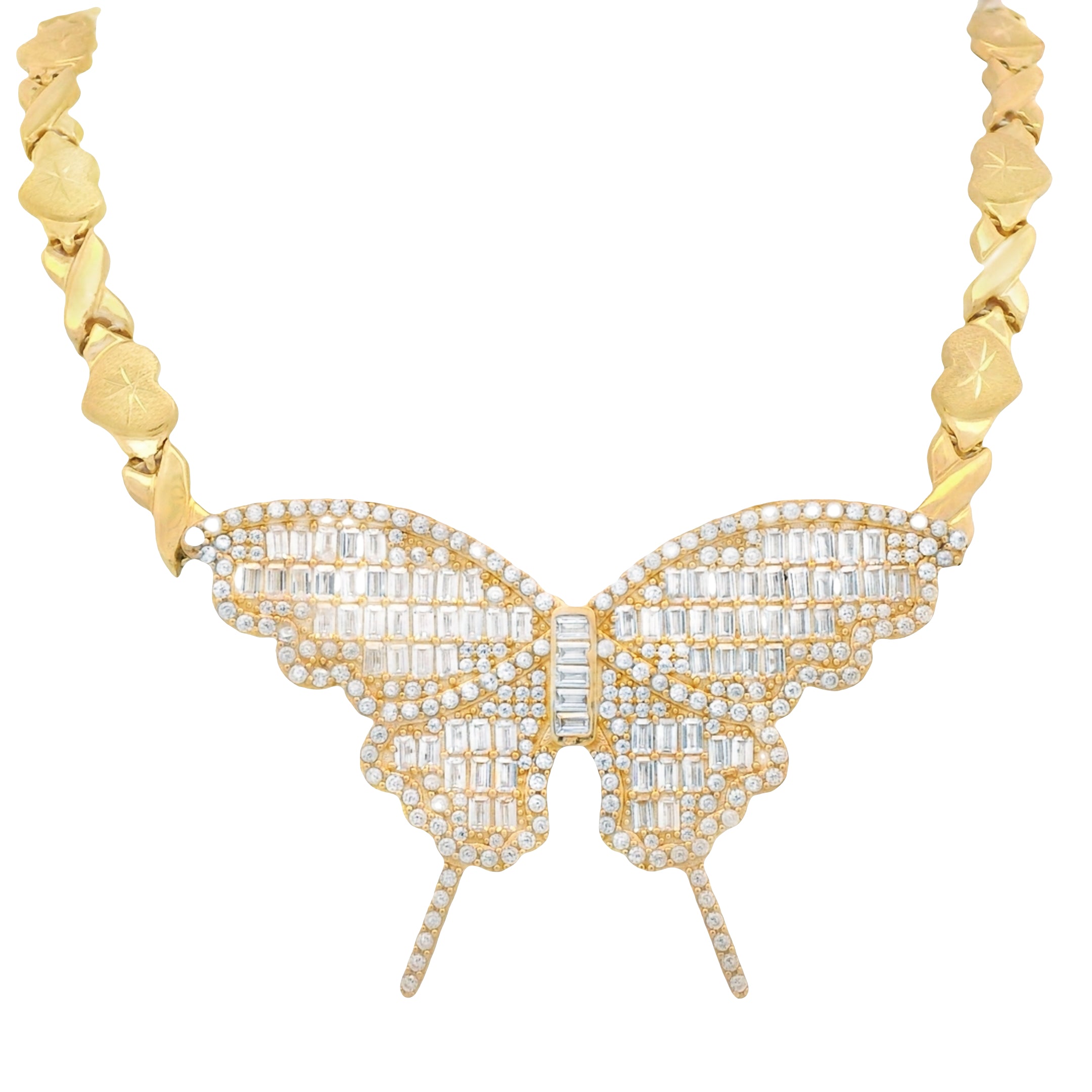 14K Gold XOXO Butterfly Cubic Zirconia Choker Necklace - Elegant Jewelry Gift for Women, Perfect for Valentine's Day, Anniversary & Special Occasions