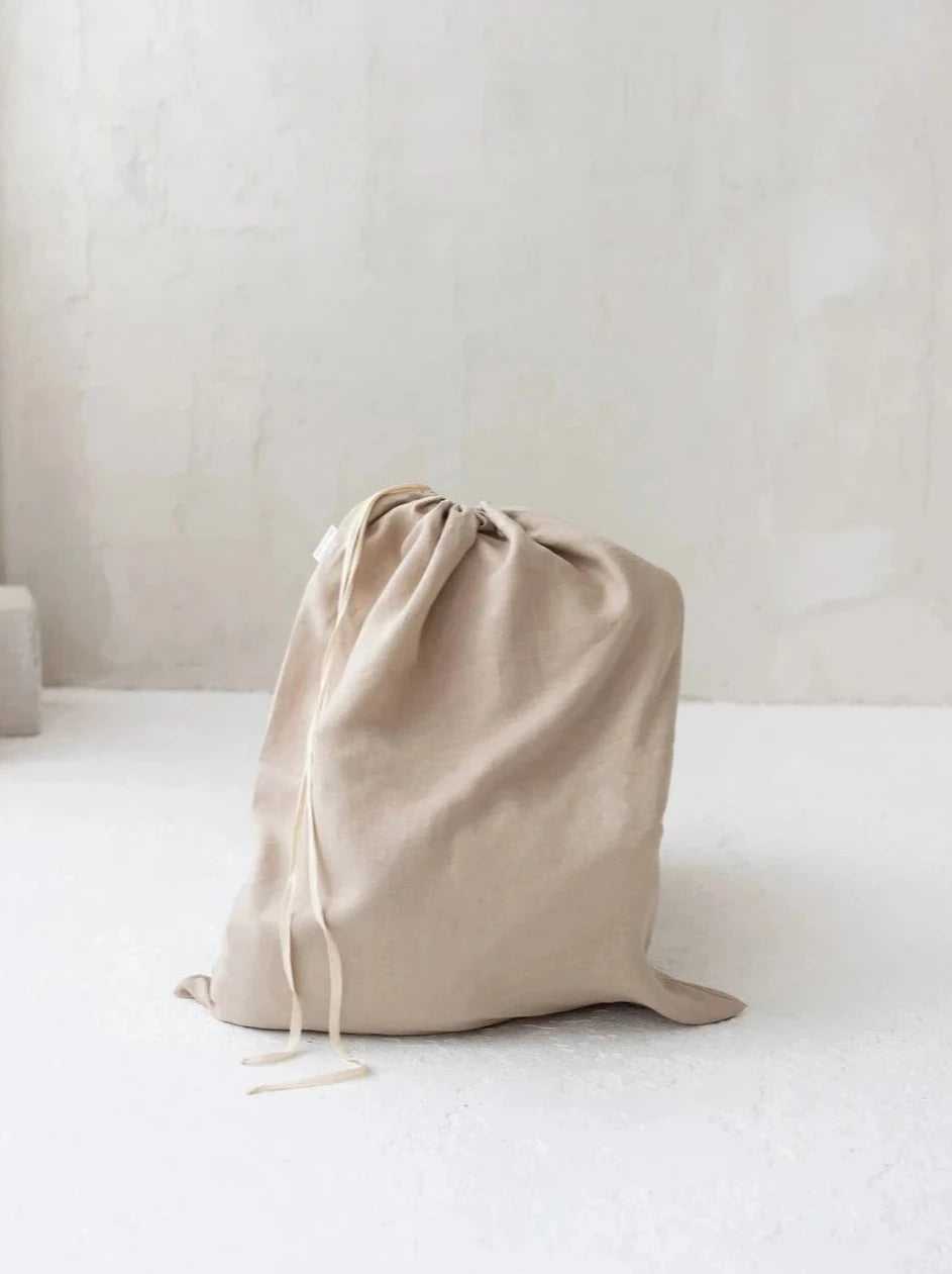 Natural Linen Laundry Bag - Eco-Friendly Washable Hamper for Clothes & Delicates - Perfect for Home, Dorm, Travel & Gym Organization