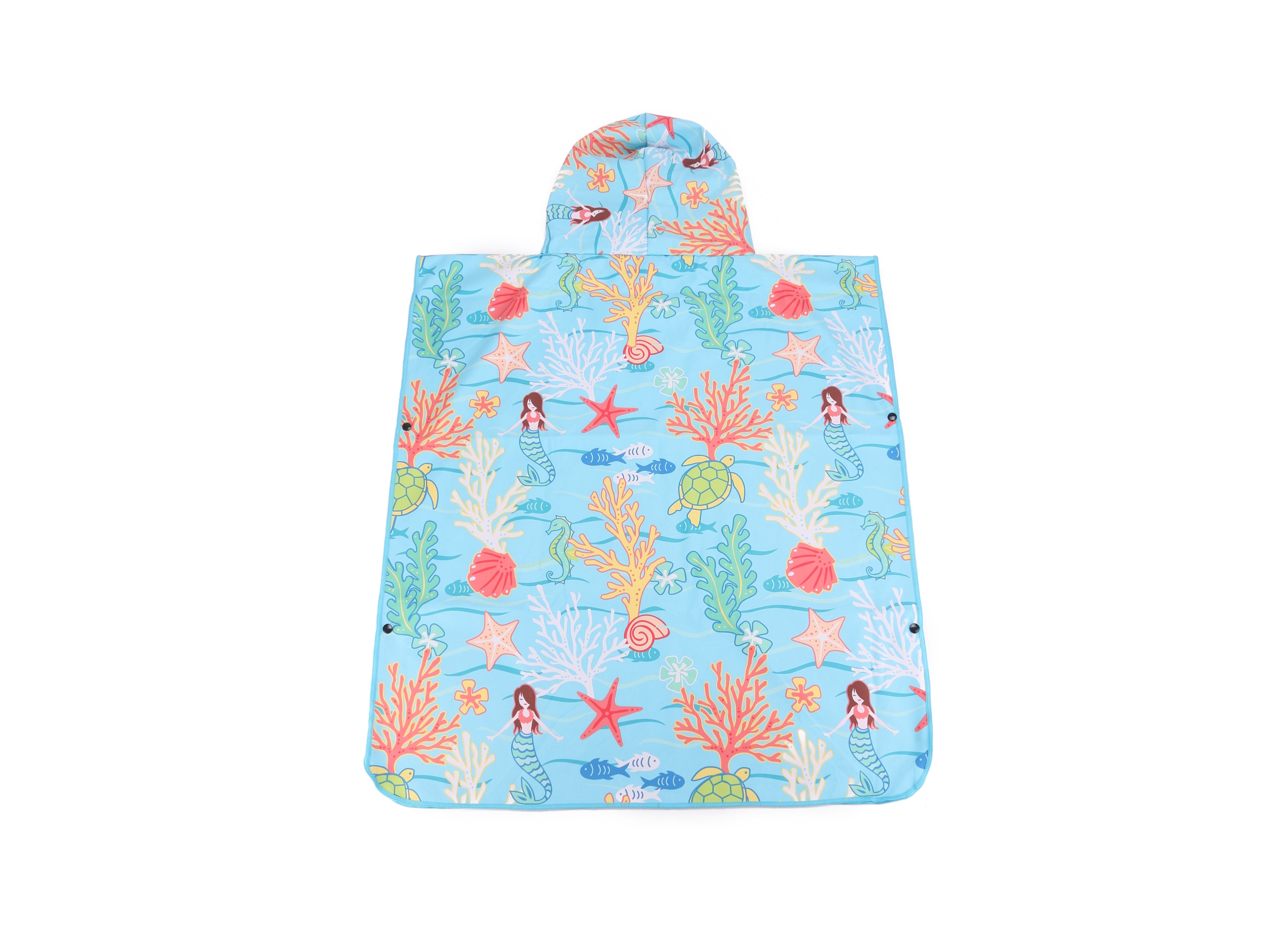**Hooded Beach Towel Poncho for Teens - Soft & Absorbent Mermaid Blue - Perfect for Swimming, Surfing & Beach Lounging**