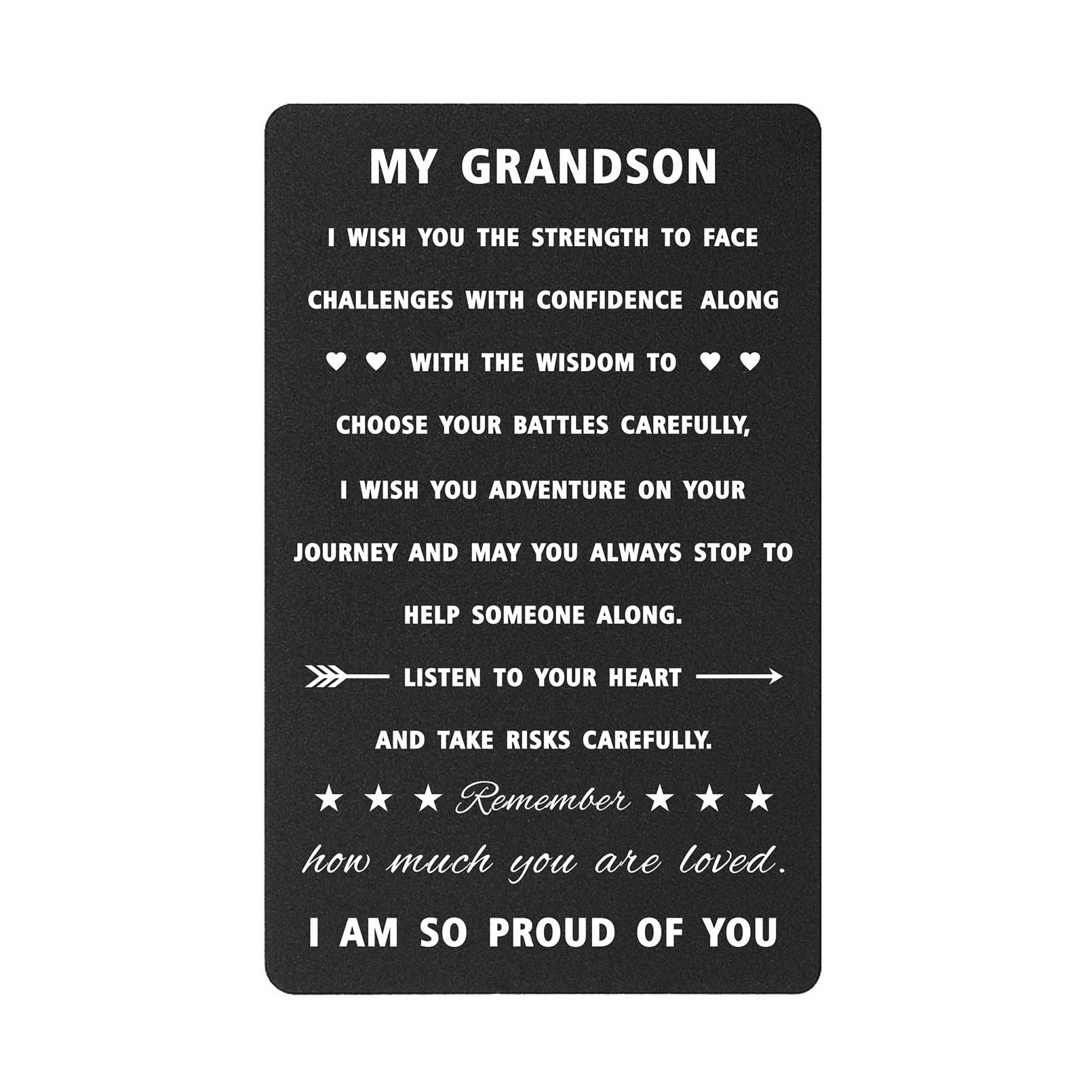 Unique Grandson Wallet Card - Thoughtful Graduation, Christmas, Valentine's & Father's Day Gift for Grandson | Perfect Keepsake for Special Occasions