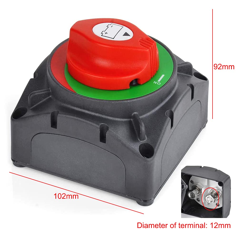 600A High Power Car Battery Switch 12-48V - Heavy Duty Battery Disconnect Isolator for Trucks, Boats, RVs, Construction Vehicles & Automotive Use - Perfect for Emergency Power Cutoff & Vehicle Maintenance