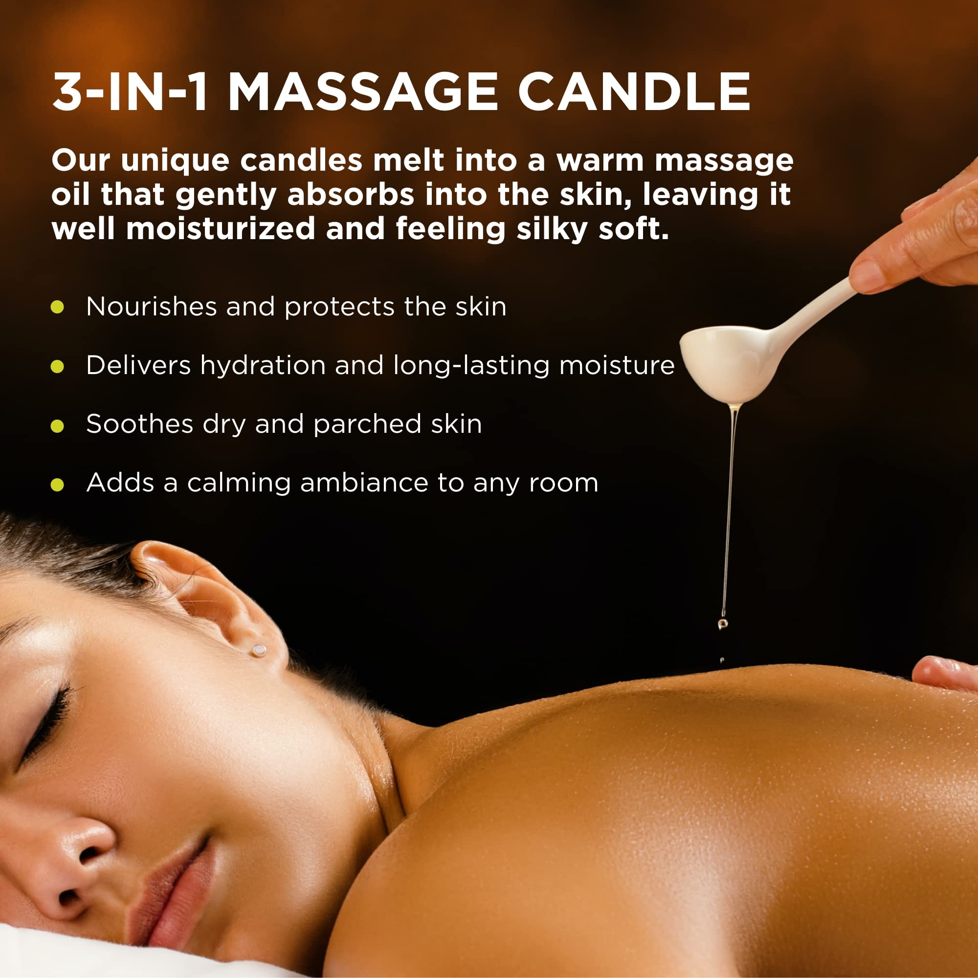 3-in-1 Lavender Massage Candle (6 oz) - Vegan Soybean Coconut Apricot Oil Blend - Relaxing Massage Oil & Skin Moisturizer - Perfect for Couples Spa Nights & Self-Care Routines
