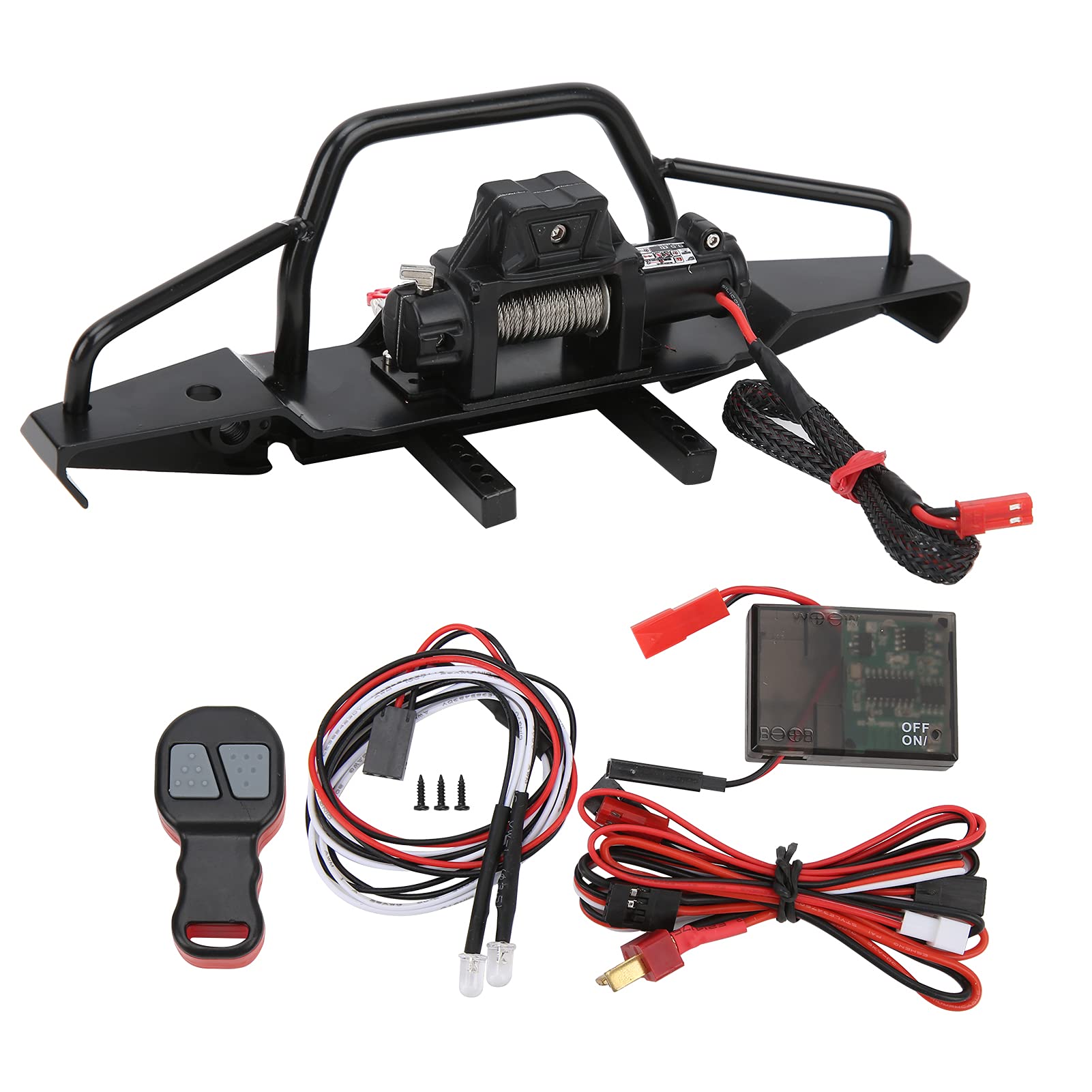 Aluminum Alloy RC Front Bumper Winch Set for TRX4 & Axial SCX10 - Heavy Duty Off-Road Winch Bumper with Remote Control | Crawler Truck, Rock Racing & Trail Adventure Accessory