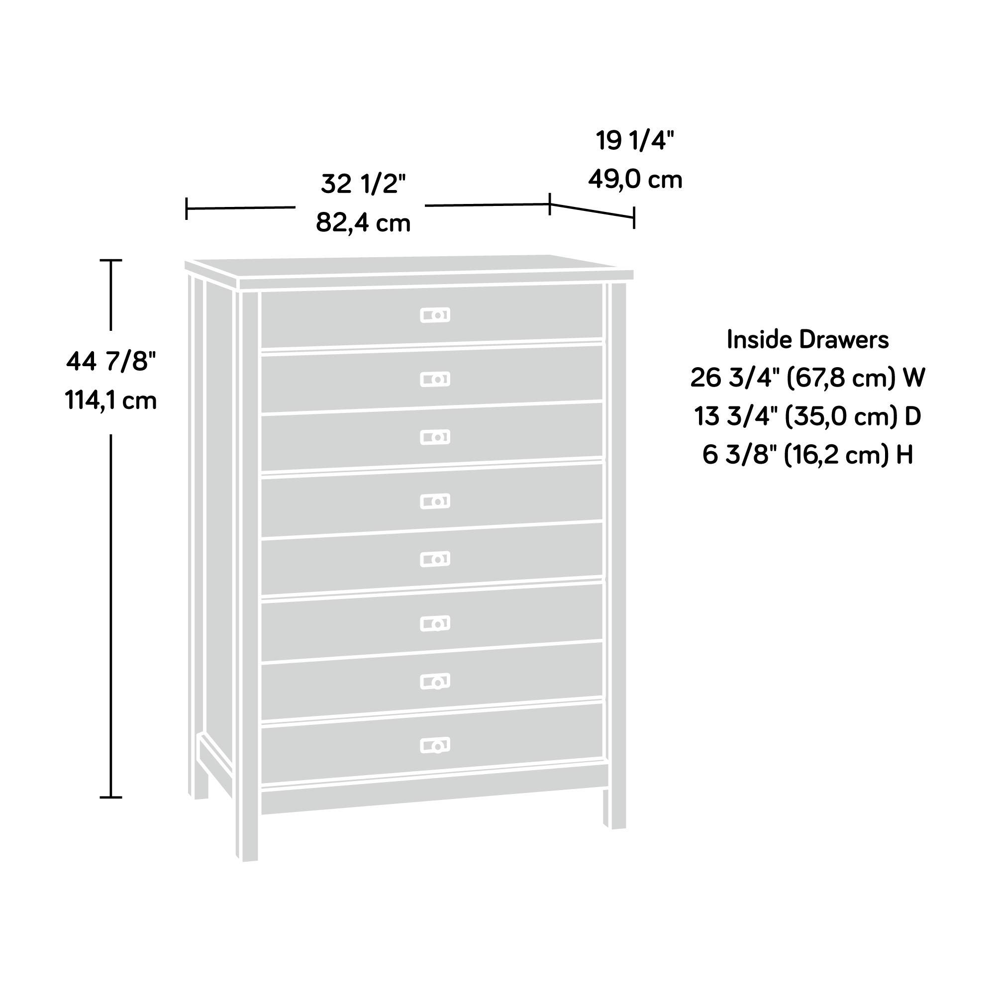 Sauder Cottage Road Dresser and 4-Drawer Chest - Soft White Finish, 56.77