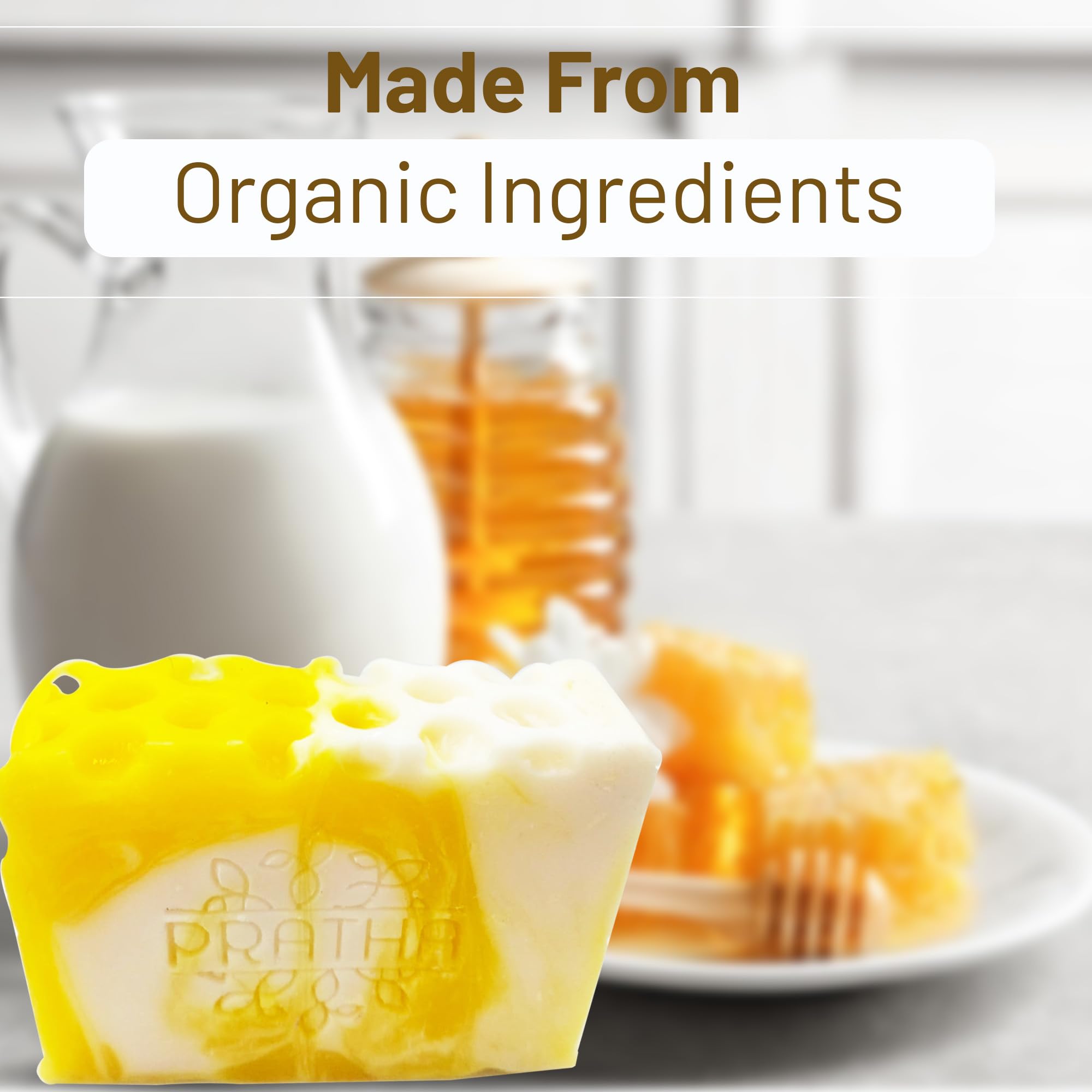 Pratha Naturals 100% Pure Goat Milk & Honey Cold Process Soap - 100g Handmade Natural Bar for Sensitive Skin & Daily Bathing - Perfect for Dry Skin Care & Gentle Cleansing