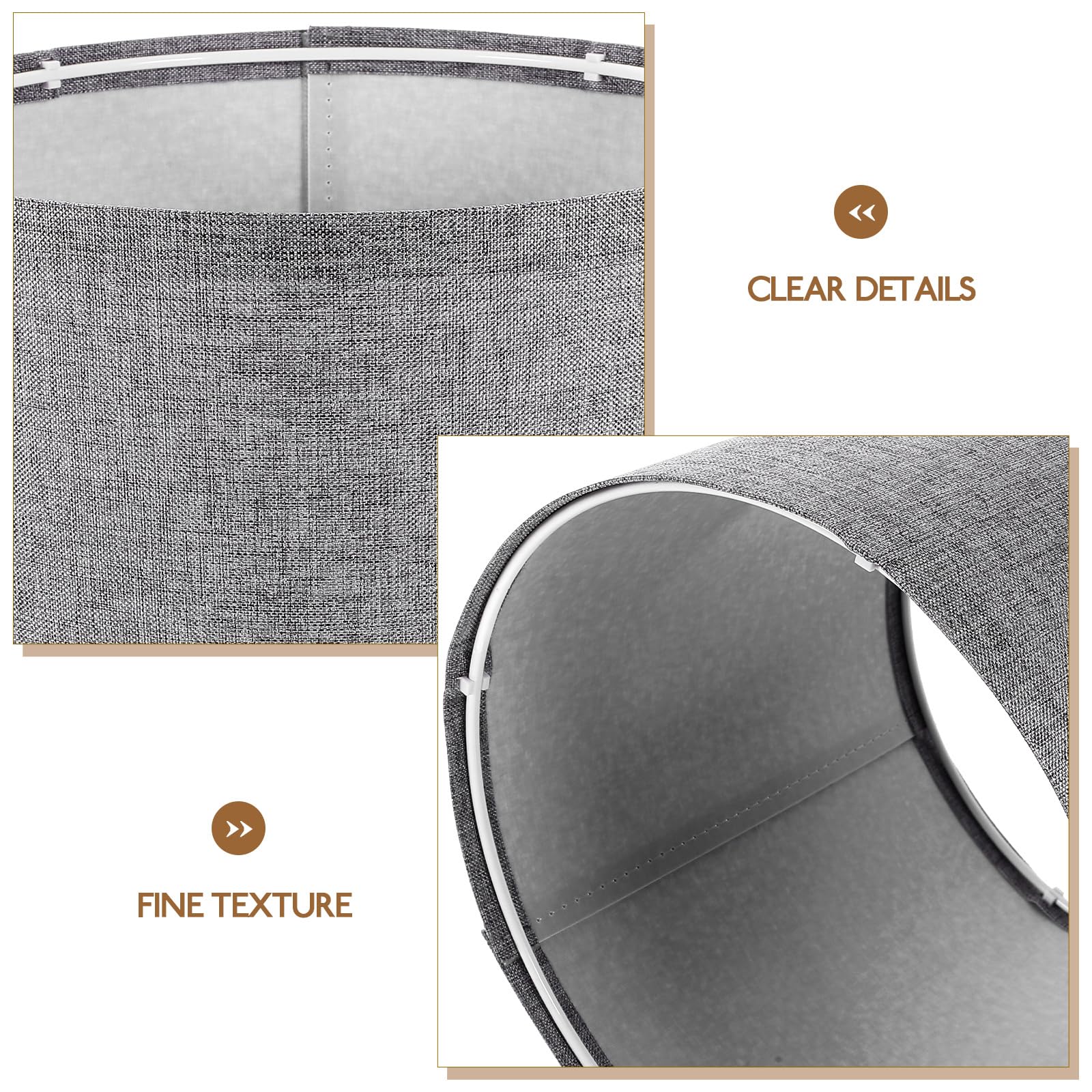BESPORTBLE Natural Linen Drum Lampshade - Handcrafted E27 Medium Lamp Shade for Bedside, Floor & Table Lamps - Perfect for Living Room, Bedroom & Office Lighting (Grey)