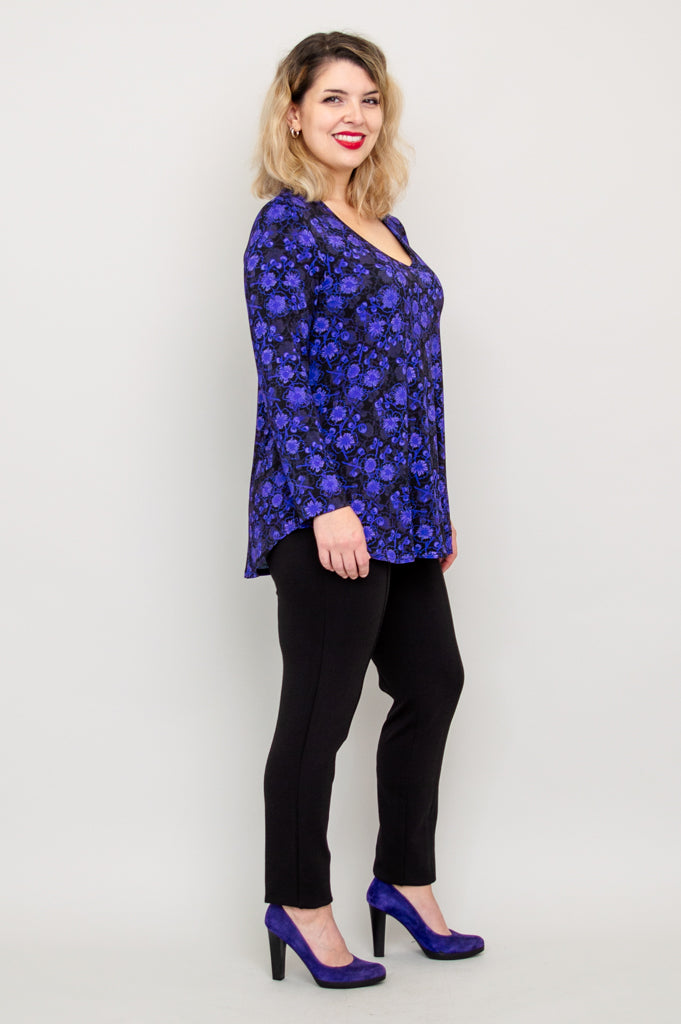 Jackie Long Sleeve Top with Snow Flower and Bamboo Print - Women's Fashion Blouse for Casual Wear & Office Outfits - Final Sale