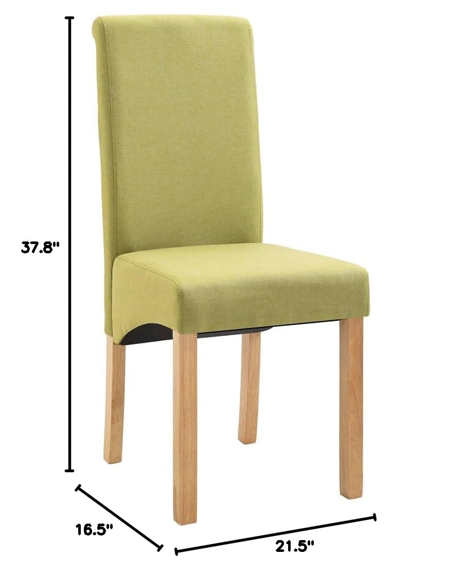 vidaXL 6-Piece Green Fabric Dining Chair Set - Comfortable Wooden Frame Chairs with Padded Seat & Backrest - Perfect for Dining Room, Kitchen, and Home Decor