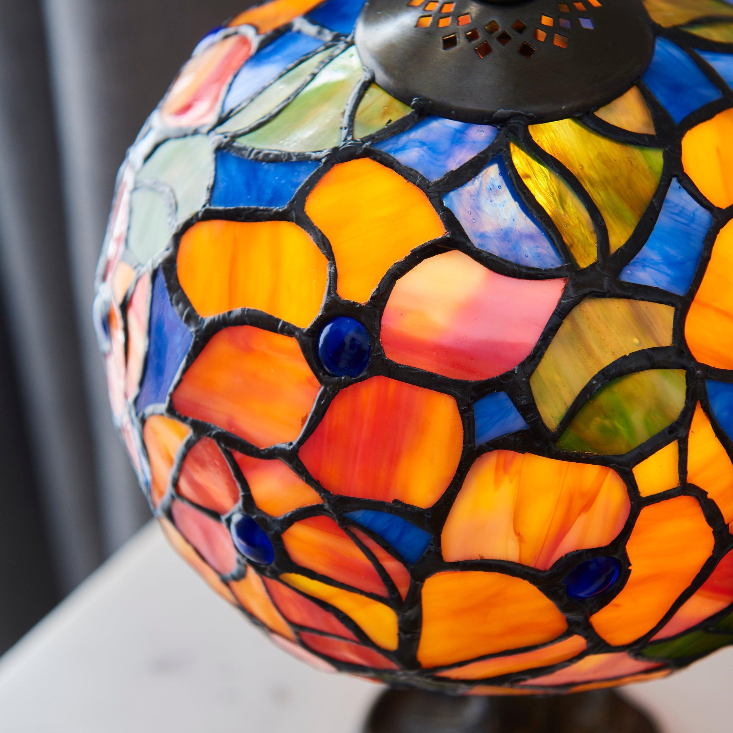 Antique Interiors 1900 Josette Small Tiffany Stained Glass Lamp - Perfect for Home Decor, Living Room, Bedroom & Office Lighting