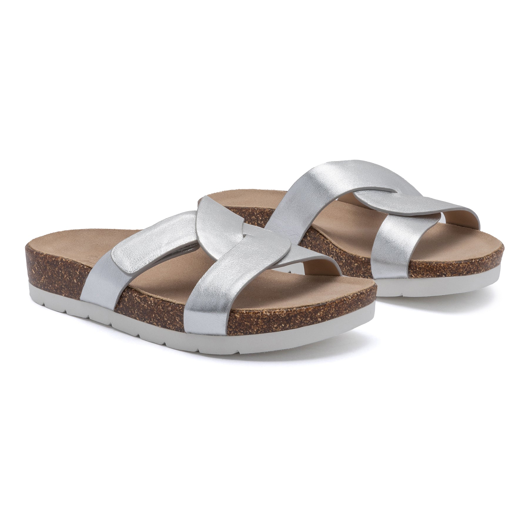 Abeo Lanai Slide Sandals for Women - Comfortable Silver Flip Flops with Arch Support | Perfect for Beach, Pool, Vacation & Summer Outfits