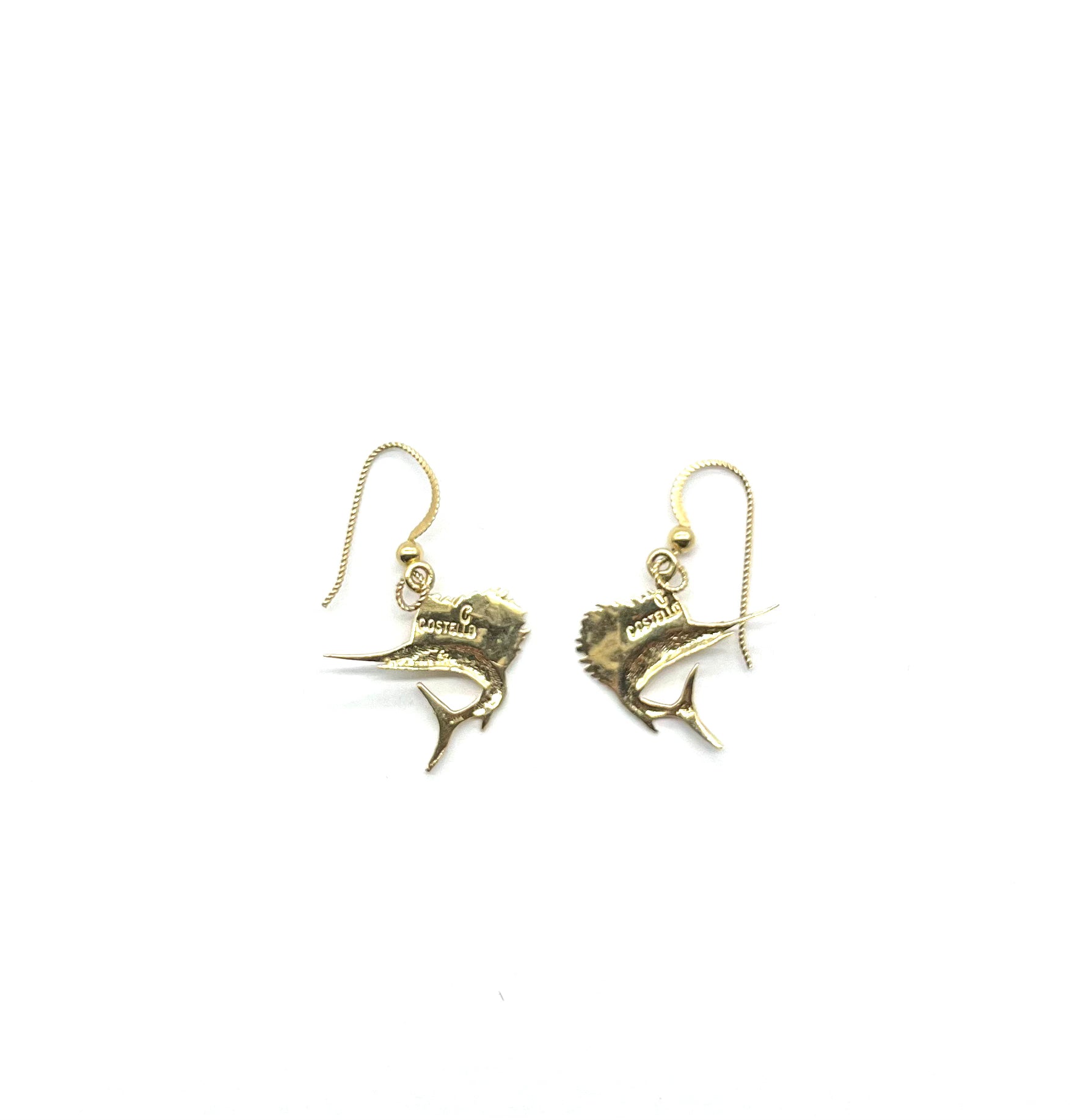 14K Yellow Gold Sailfish Dangle Earrings - Handmade Ocean-Themed Jewelry for Women | Perfect for Beach Vacations, Summer Parties & Gift Giving