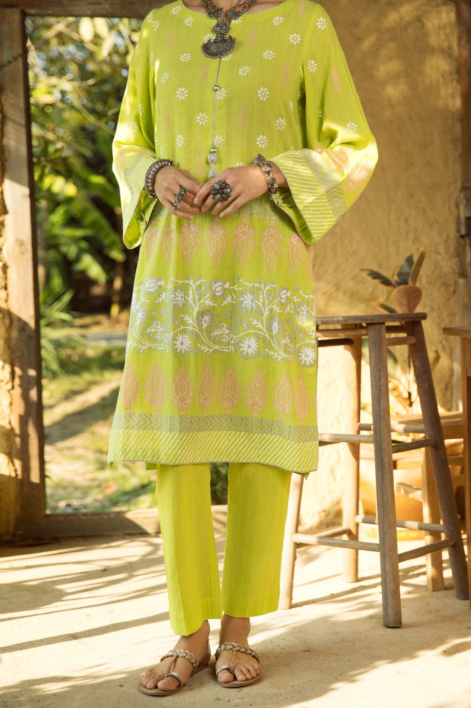 Stylish Cotton Lime Green Kurti for Women | Comfortable & Trendy Indian Tunic Top | Perfect for Casual Wear, Festivals & Parties