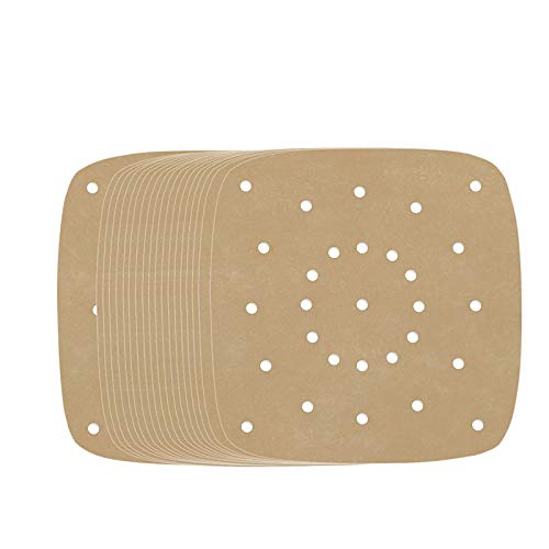 200-Pack 7.5 Inch Unbleached Air Fryer Liners - Square Parchment Paper for Air Fryer, Steaming Basket, Bamboo Steamer & Cooking | Reusable & Non-Stick | Perfect for Healthy Frying, Steaming Dumplings & Meal Prep (7.5/8.5 Inch Options)