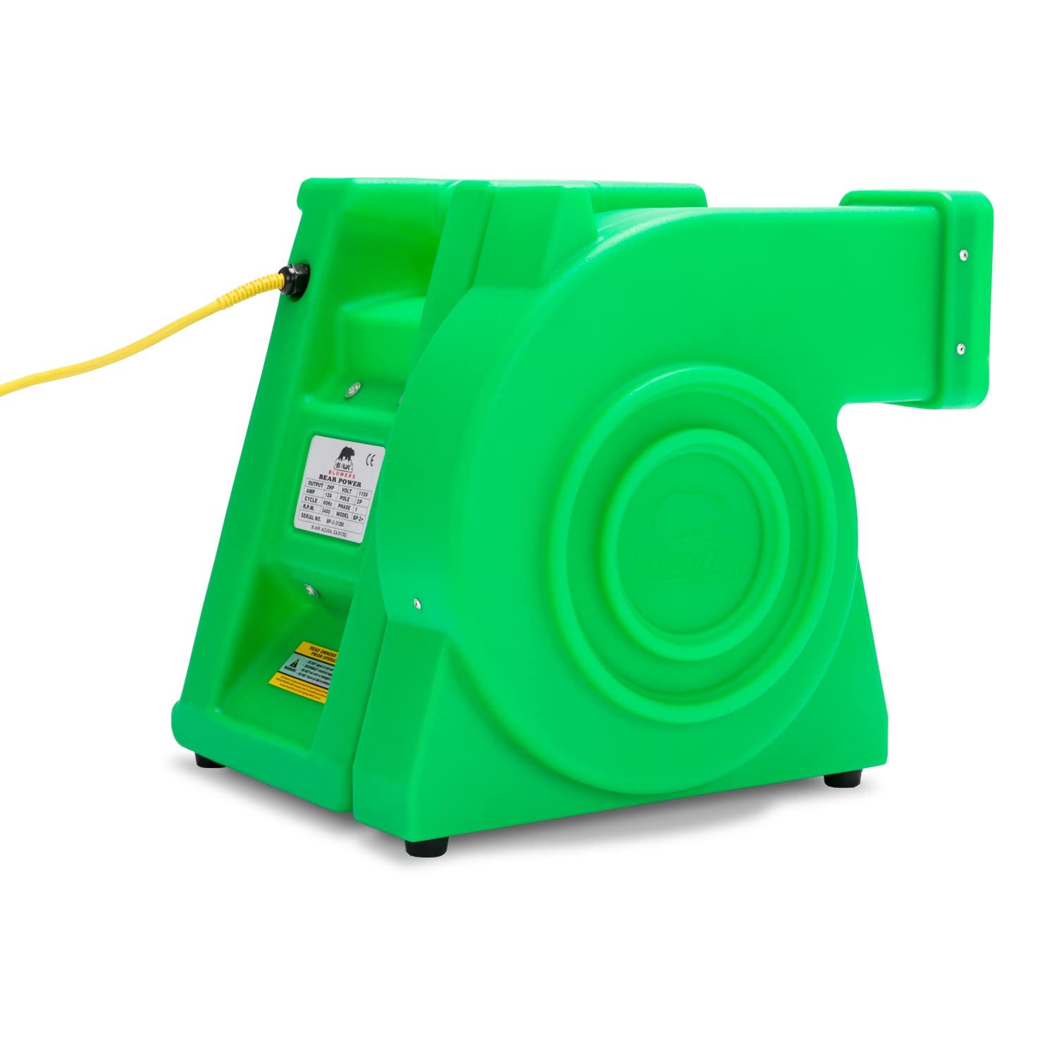 B-Air 2 HP Commercial Air Blower - Heavy Duty Bounce House Blower Fan for Large Inflatable Bouncy Castles, Water Slides & Party Rentals - BA-BP-2-PL Green - Perfect for Birthday Parties, Carnival Events & Outdoor Inflatable Entertainment