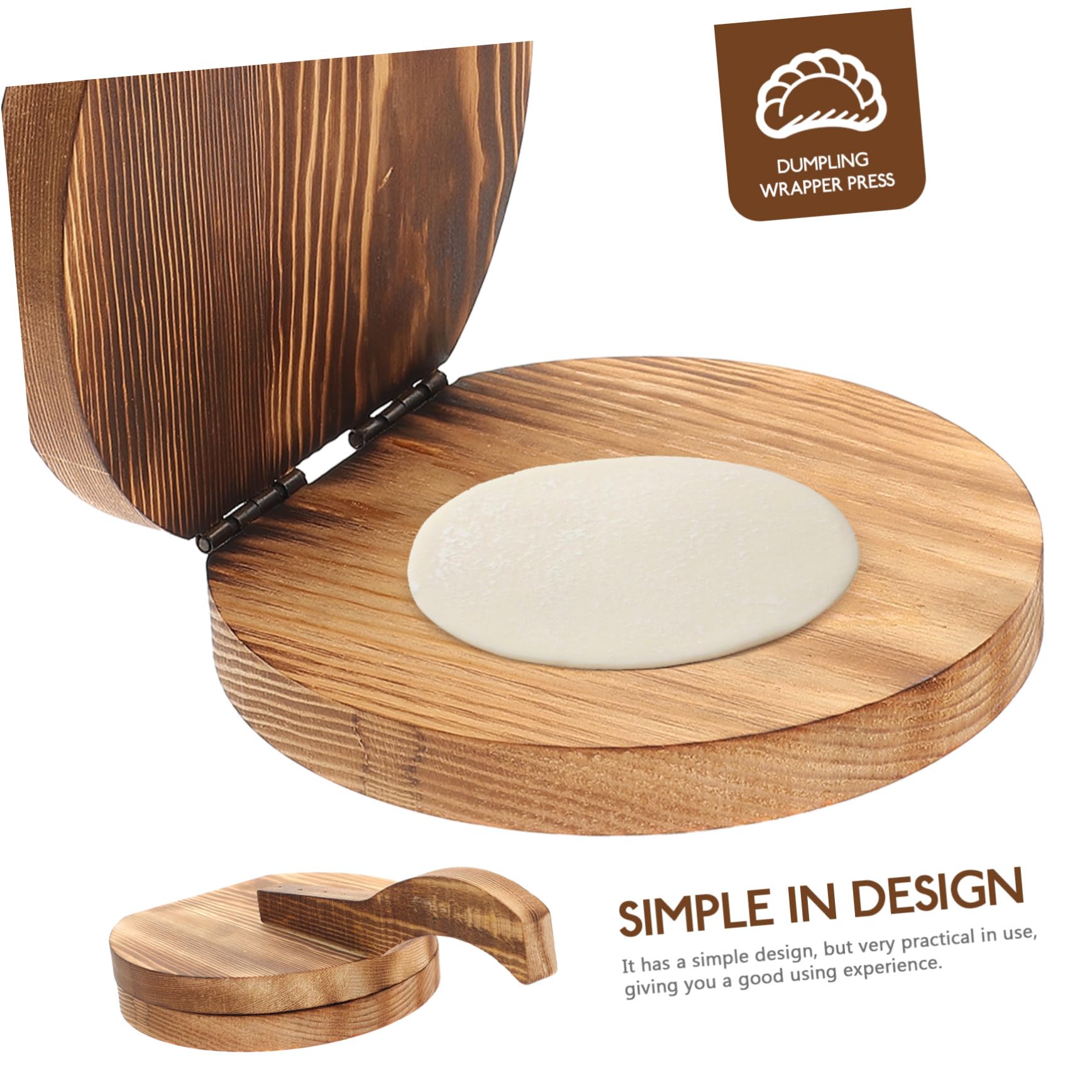 Wooden Dumpling Maker & Pizza Press - Dough Pressing Tool for Easy Homemade Dumplings & Pizzas | Essential Kitchen Gadget for Baking, Cooking & Meal Prep | Dishwasher Safe & Easy to Clean