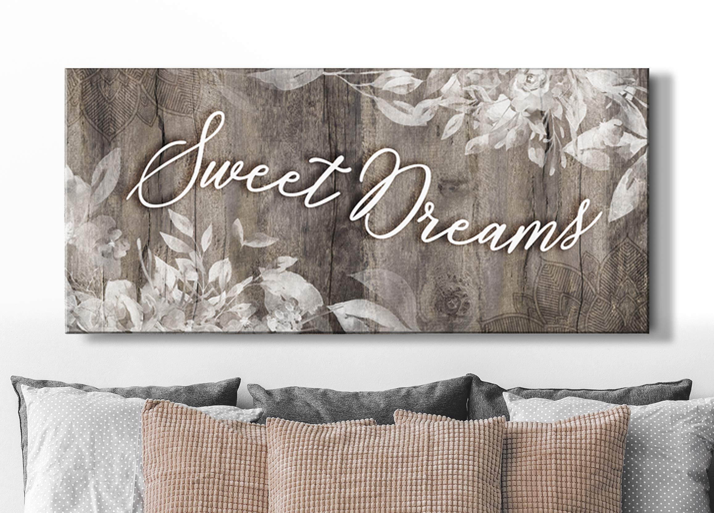 Sweet Dreams Sign - Large Canvas Wall Art for Master Bedroom Decor, Brown 42x19 - Perfect Above Bed Wall Decor & Bedroom Signs for Cozy Home Ambiance
