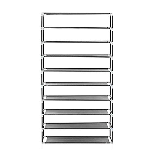 10-Tier Stackable Shoe Rack Organizer with Dustproof Cover - Holds 27 Pairs of Shoes, Space-Saving Metal Frame & Non-Woven Fabric Shelves for Closet, Entryway or Bedroom Storage (Gray)