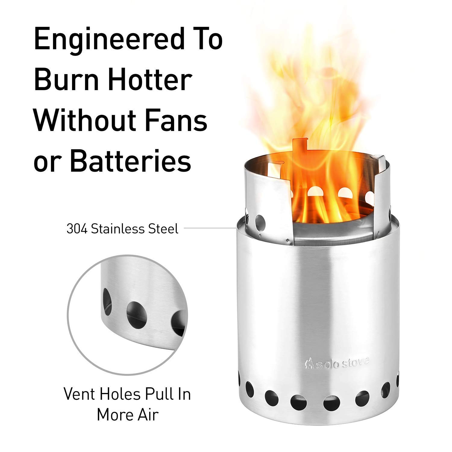 Solo Stove Titan - Portable Wood Burning Camping Stove for Backpacking, Hiking & Outdoor Cooking | Compact Stainless Steel Design | No Batteries or Fuel Needed | Perfect for Campfires, Picnics & Emergency Preparedness