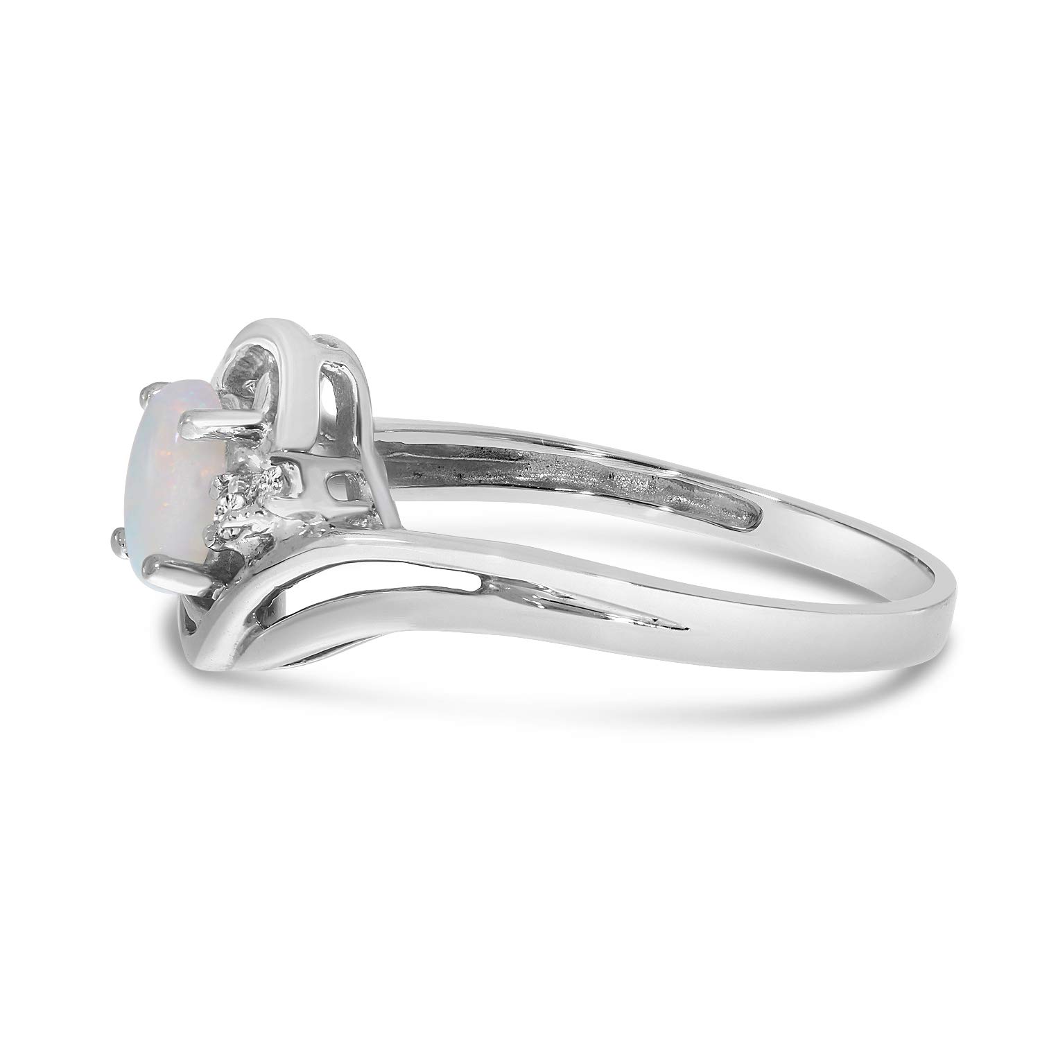 14K White Gold Oval Opal and Diamond Ring for Women - Elegant Birthstone Jewelry Gift for Engagement, Wedding, Anniversary & Special Occasions