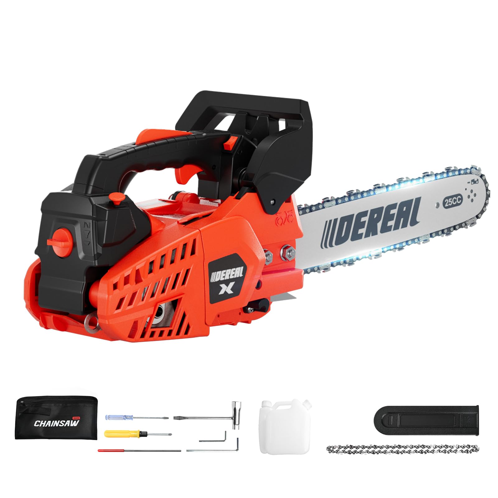 12-Inch Gas Chainsaw - 2-Cycle Gasoline Powered Handheld Cordless Chainsaw for Tree Cutting, Wood Chopping, Farm & Garden Use - Ideal for Forestry, Ranch Work and Outdoor Landscaping