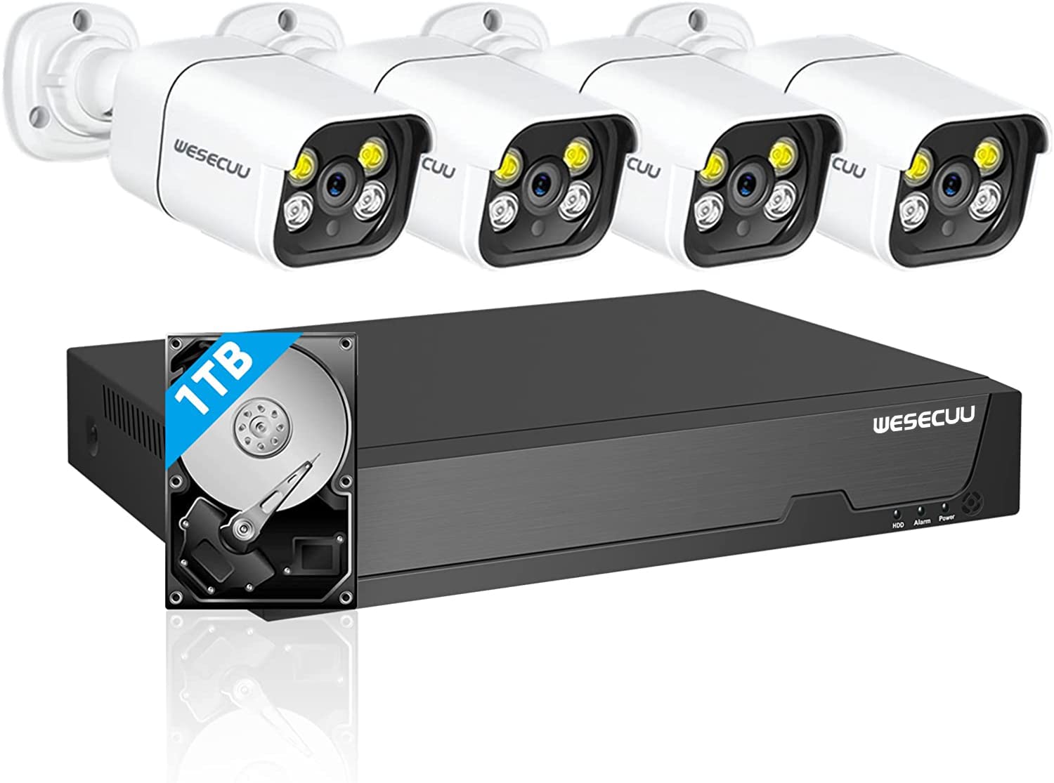 16CH Expandable WESECUU PoE Security Camera System - 4K CCTV Surveillance Kit with 8 Outdoor IP Cameras, 2-Way Audio, Human Detection & 3TB HDD for 24/7 Recording (POE4 KIT) - Perfect for Home Security, Business Monitoring & Property Surveillance