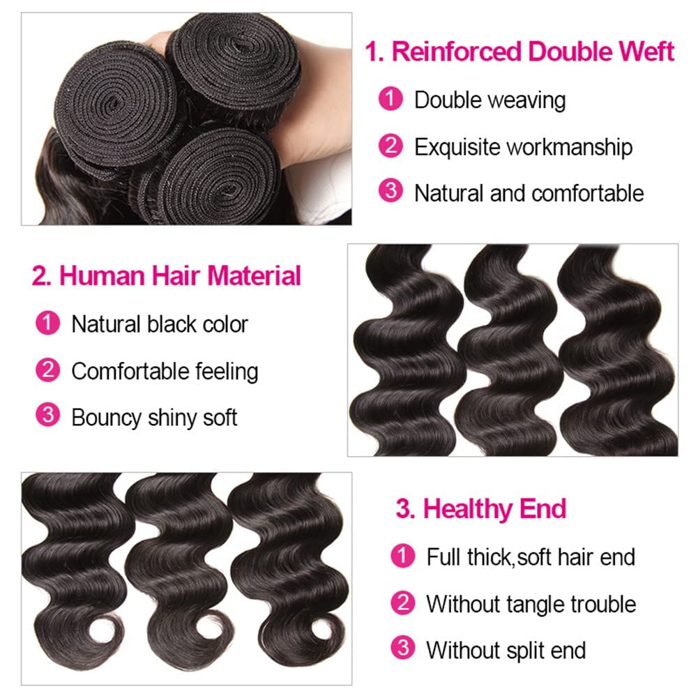 **Tasumla 12A 100% Unprocessed Brazilian Virgin Human Hair Bundles - Body Wave 3 Bundles (26/28/30 Inch) | Natural Color Human Hair Extensions for Weaving & Styling | Perfect for Daily Wear, Parties & Special Occasions**