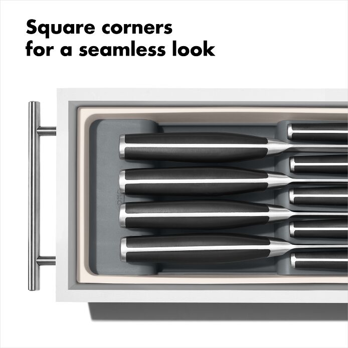 Compact Knife Drawer Organizer - Bamboo Knife Storage Tray for Kitchen Utensils - Perfect for Organizing Knives, Forks, and Spoons in Kitchen Drawers